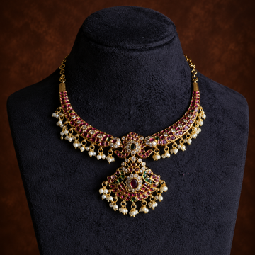 Ruby Green Pearl Pendant Set