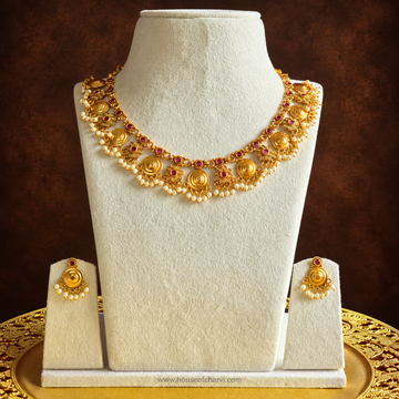 Antique Gold Coin Floral Choker Set