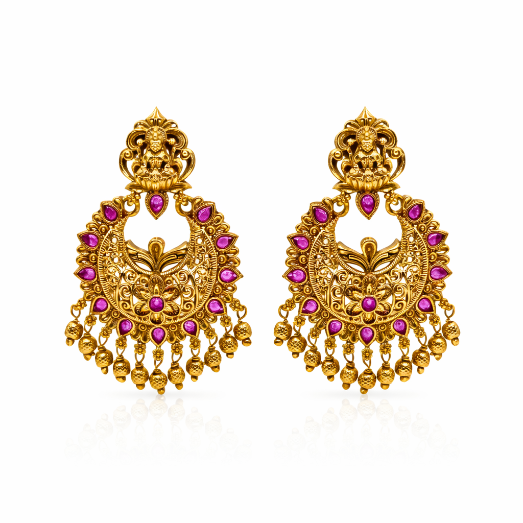 Lakshmi Ruby Gold Drop Chandbali