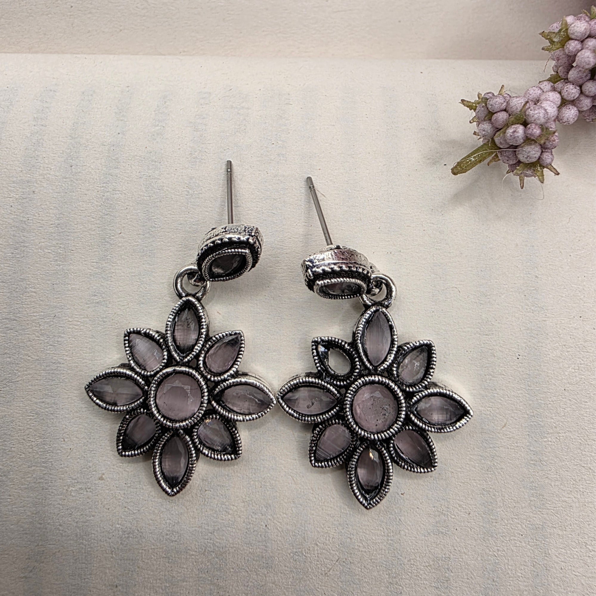 FLORAL OXIDISED EARRINGS 10