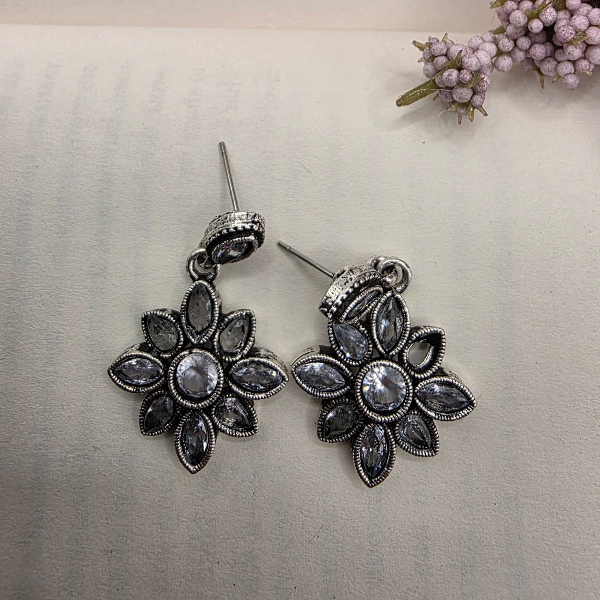 FLORAL OXIDISED EARRINGS 11