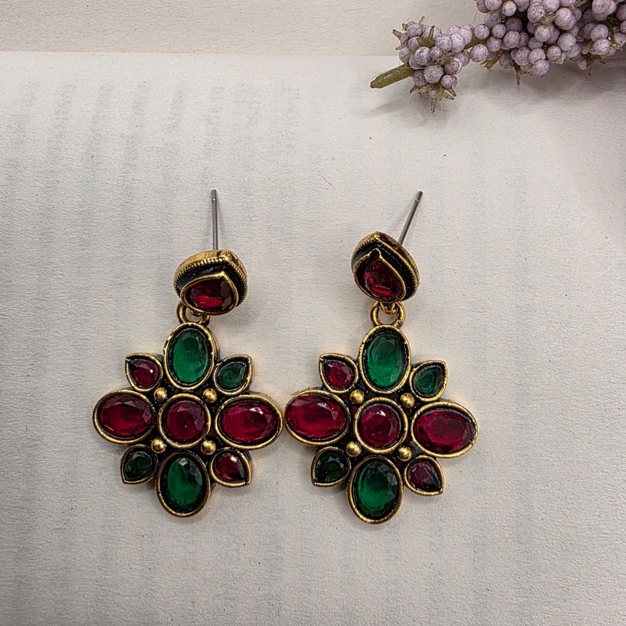 FLORAL OXIDISED EARRINGS 12