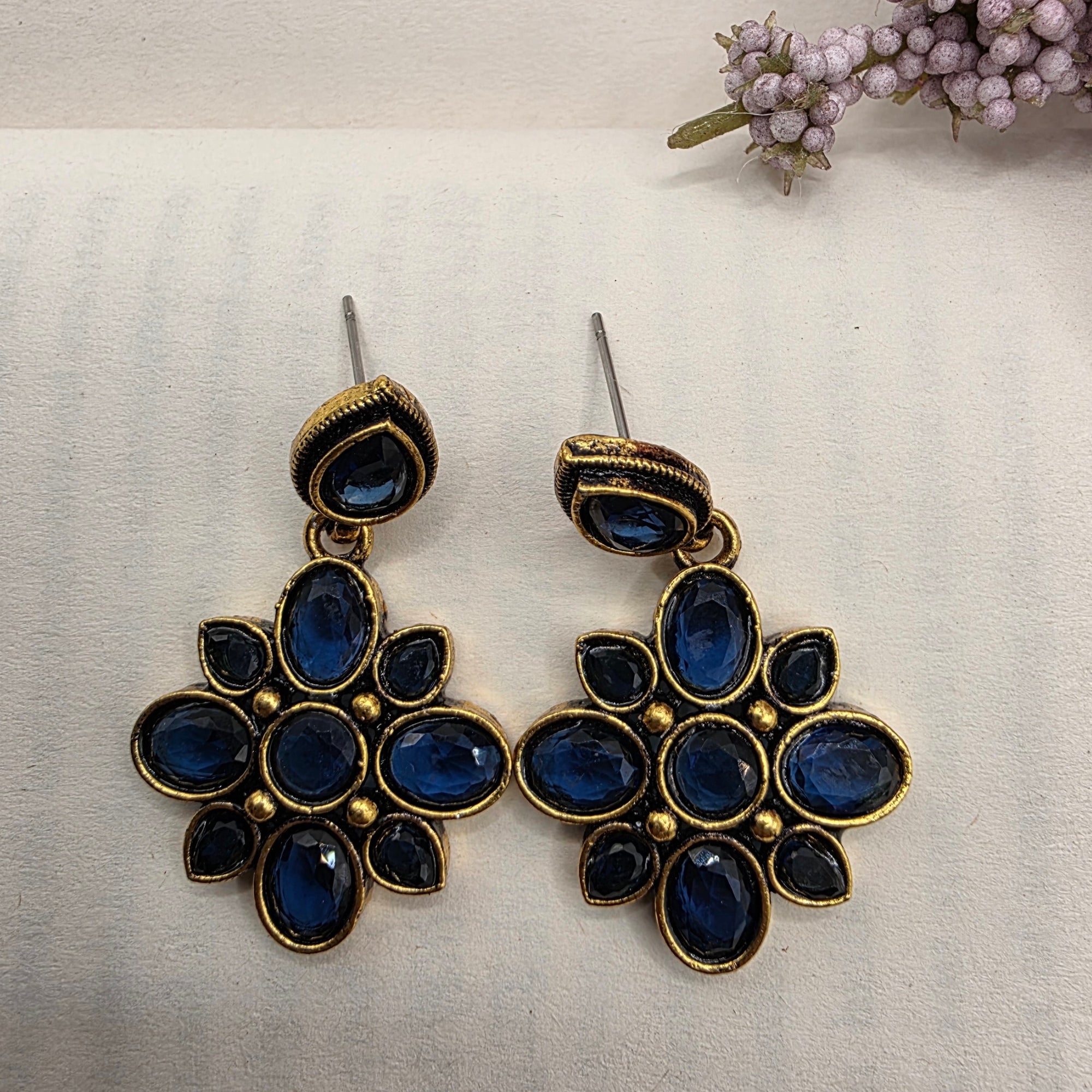 FLORAL OXIDISED EARRINGS 14