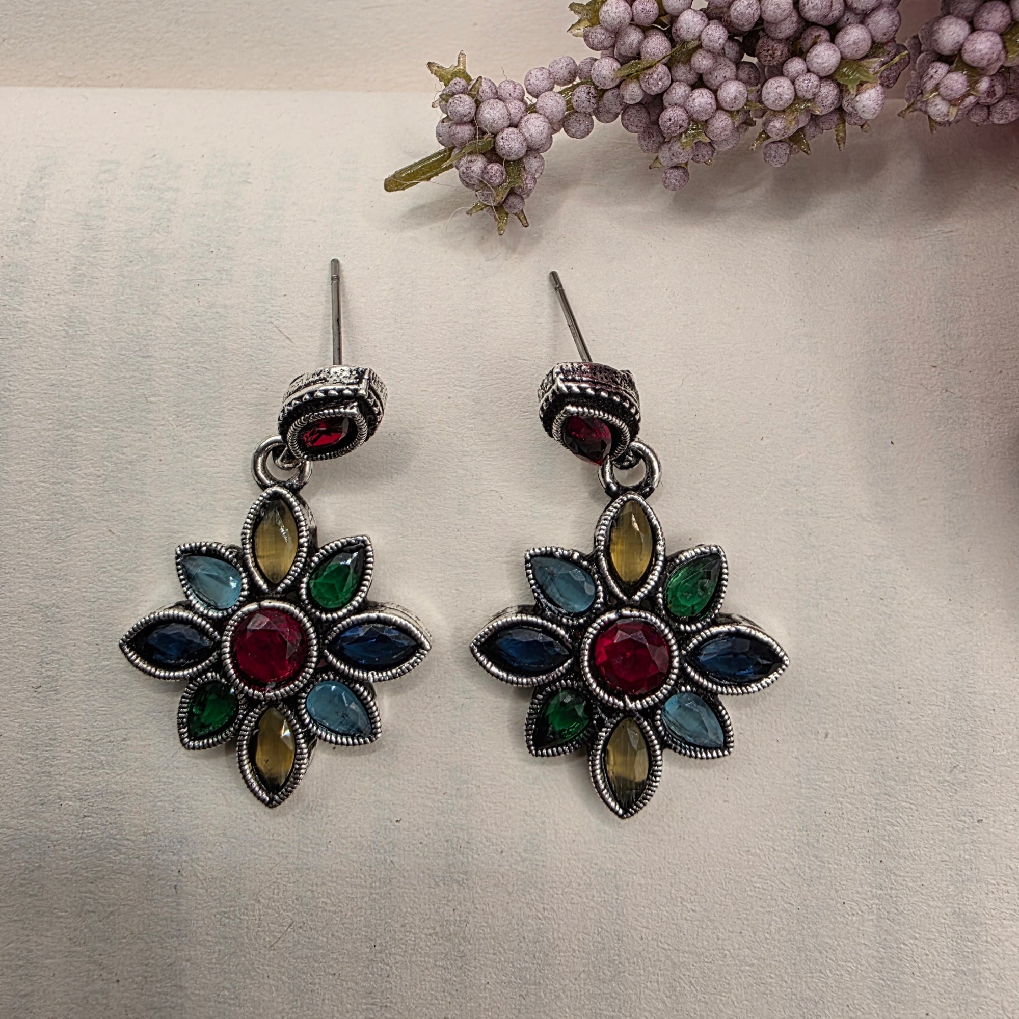 FLORAL OXIDISED EARRINGS 15