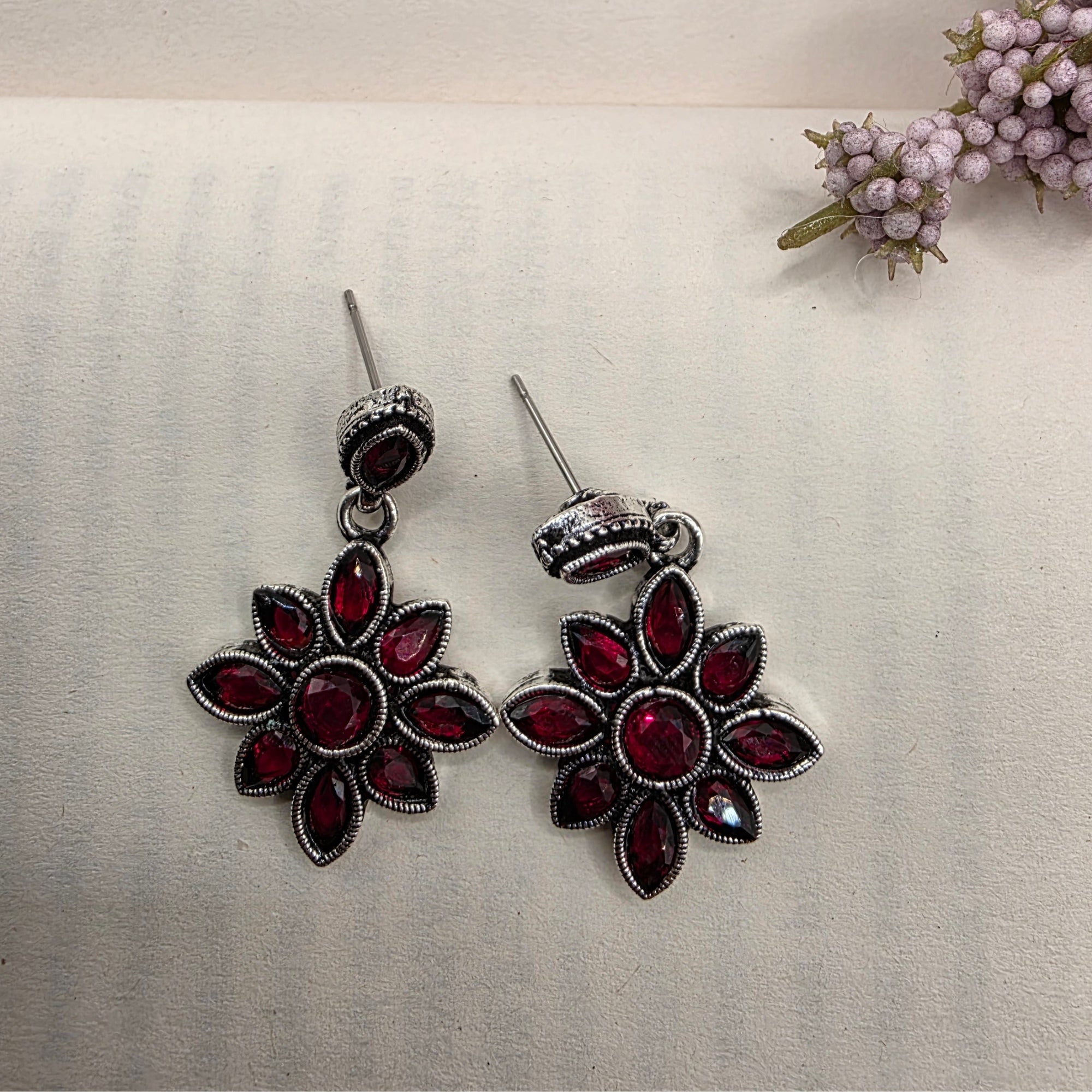 FLORAL OXIDISED EARRINGS 17