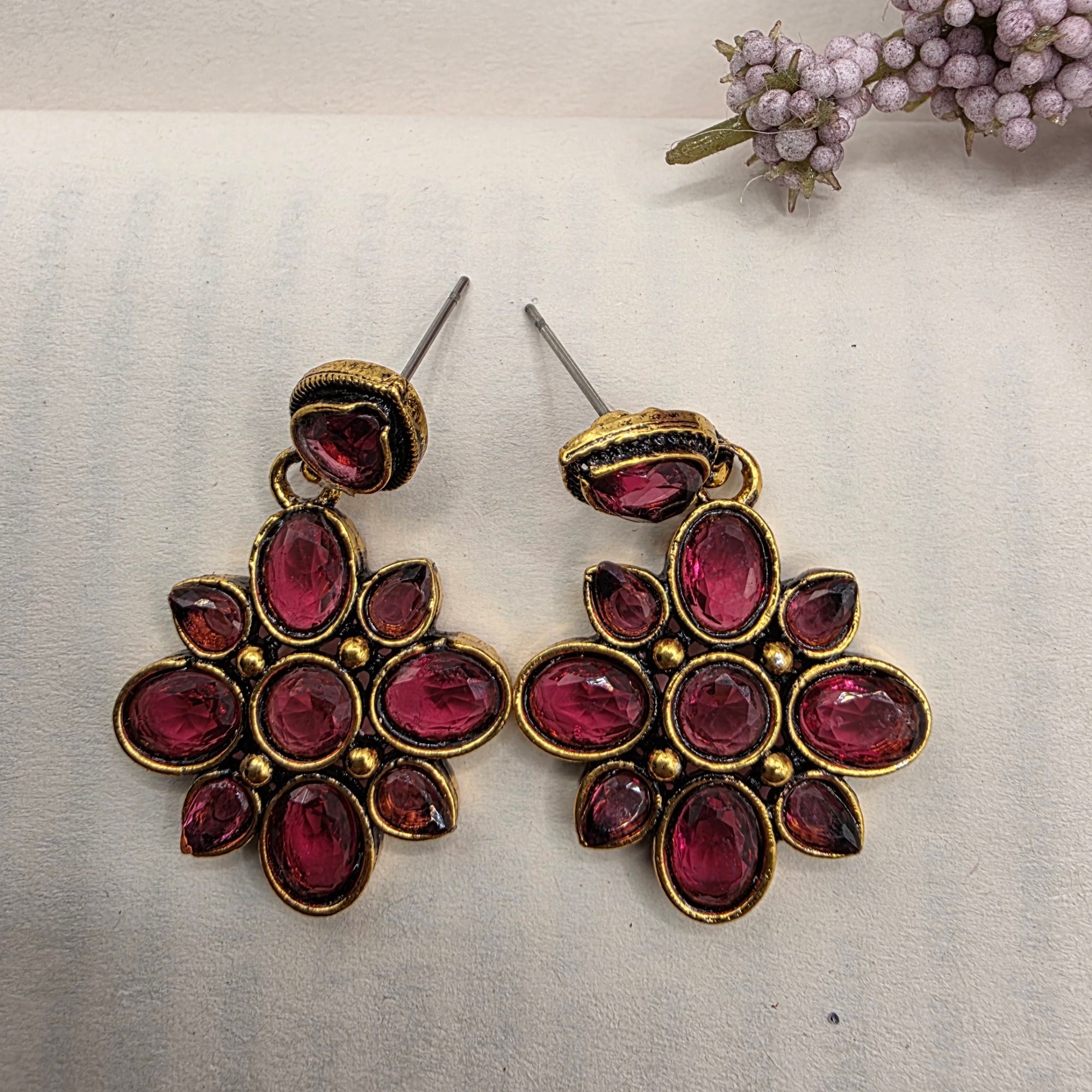 FLORAL OXIDISED EARRINGS 22