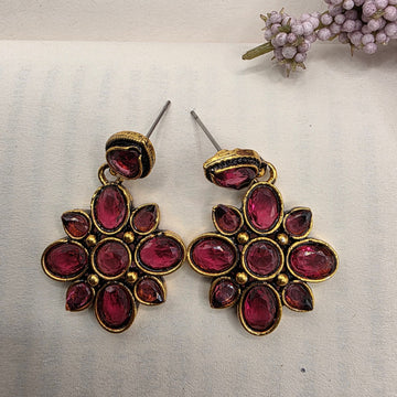 FLORAL OXIDISED EARRINGS 22