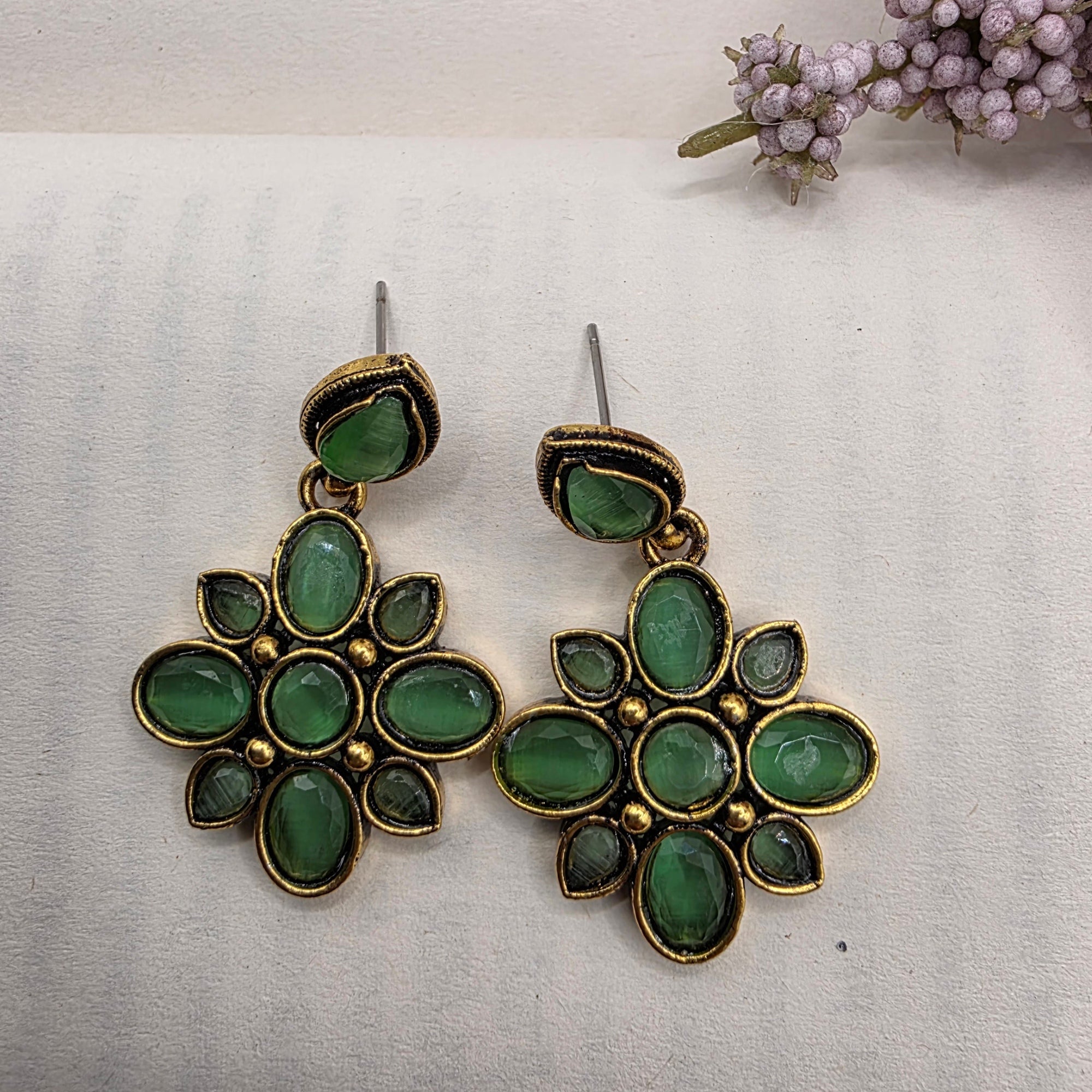 FLORAL OXIDISED EARRINGS 24