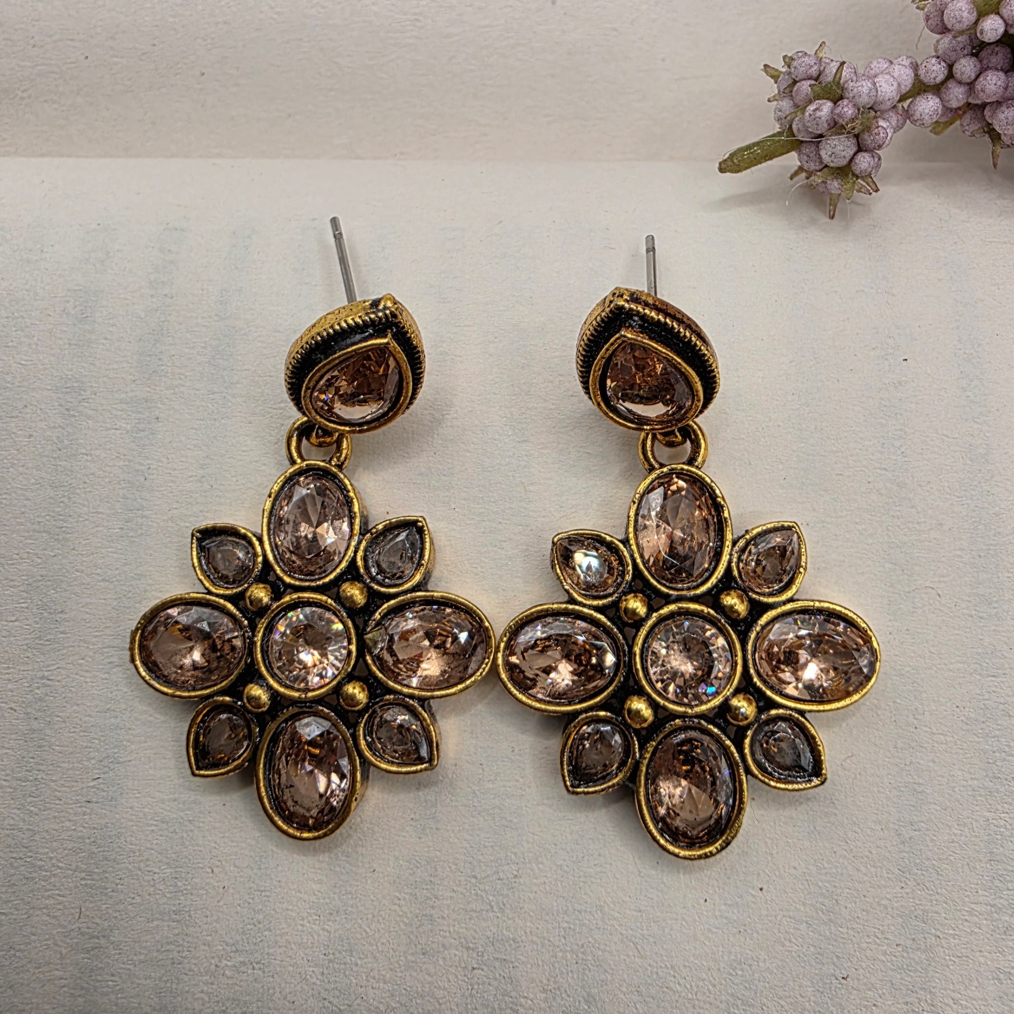 FLORAL OXIDISED EARRINGS 26