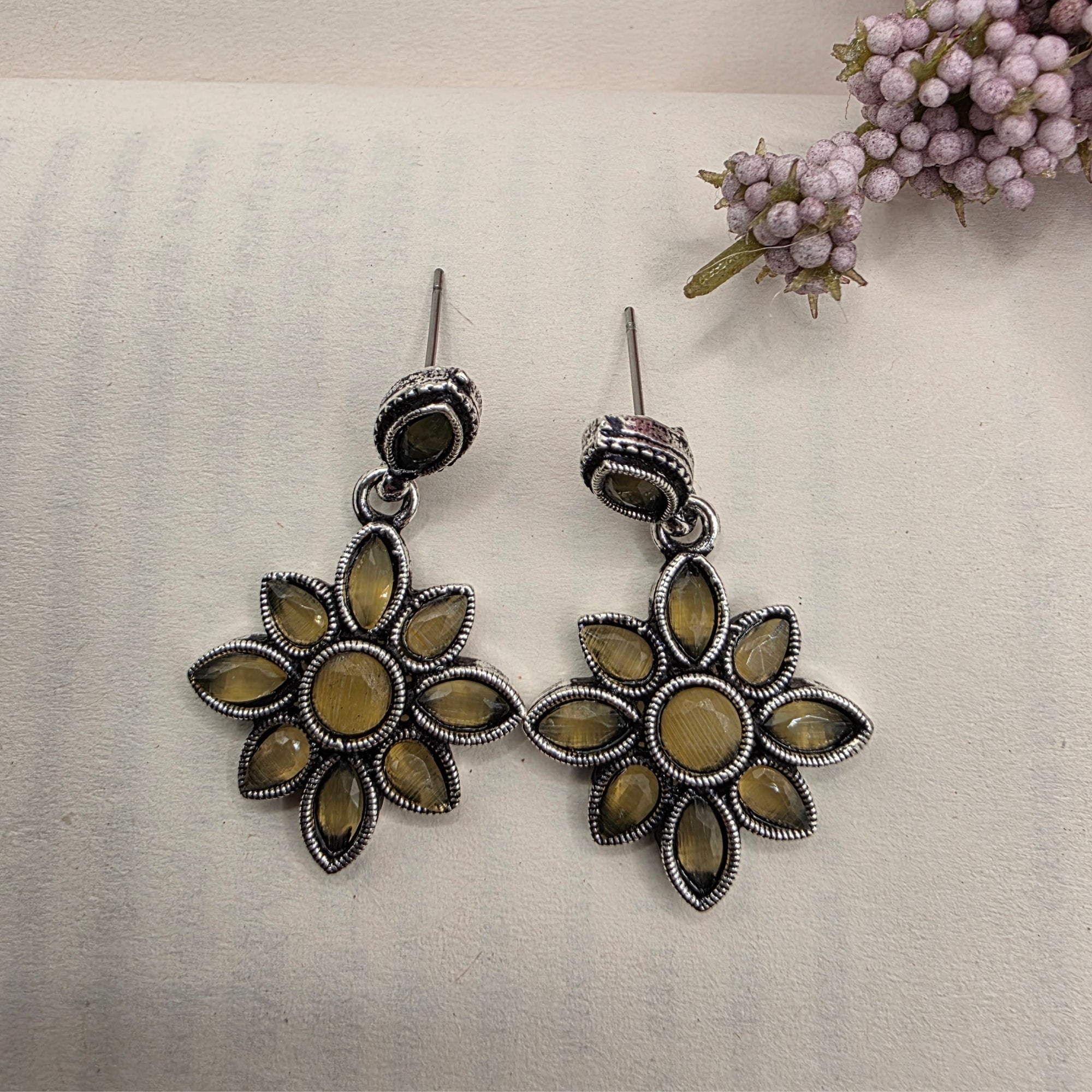 FLORAL OXIDISED EARRINGS 5