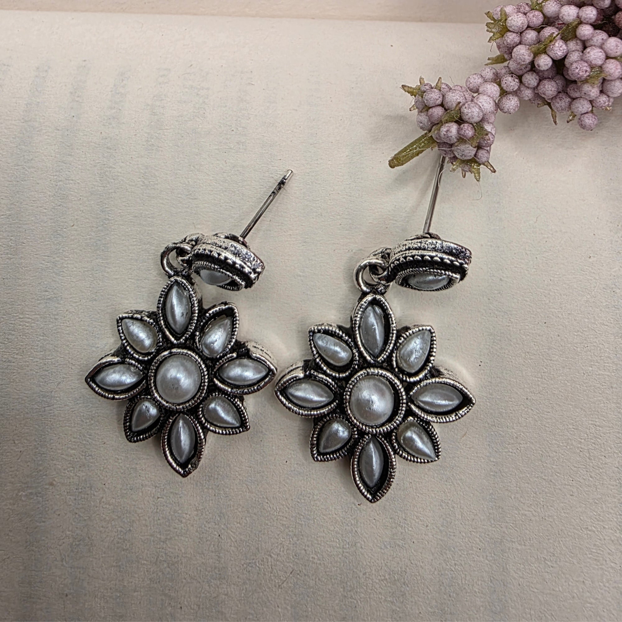 FLORAL OXIDISED EARRINGS 6