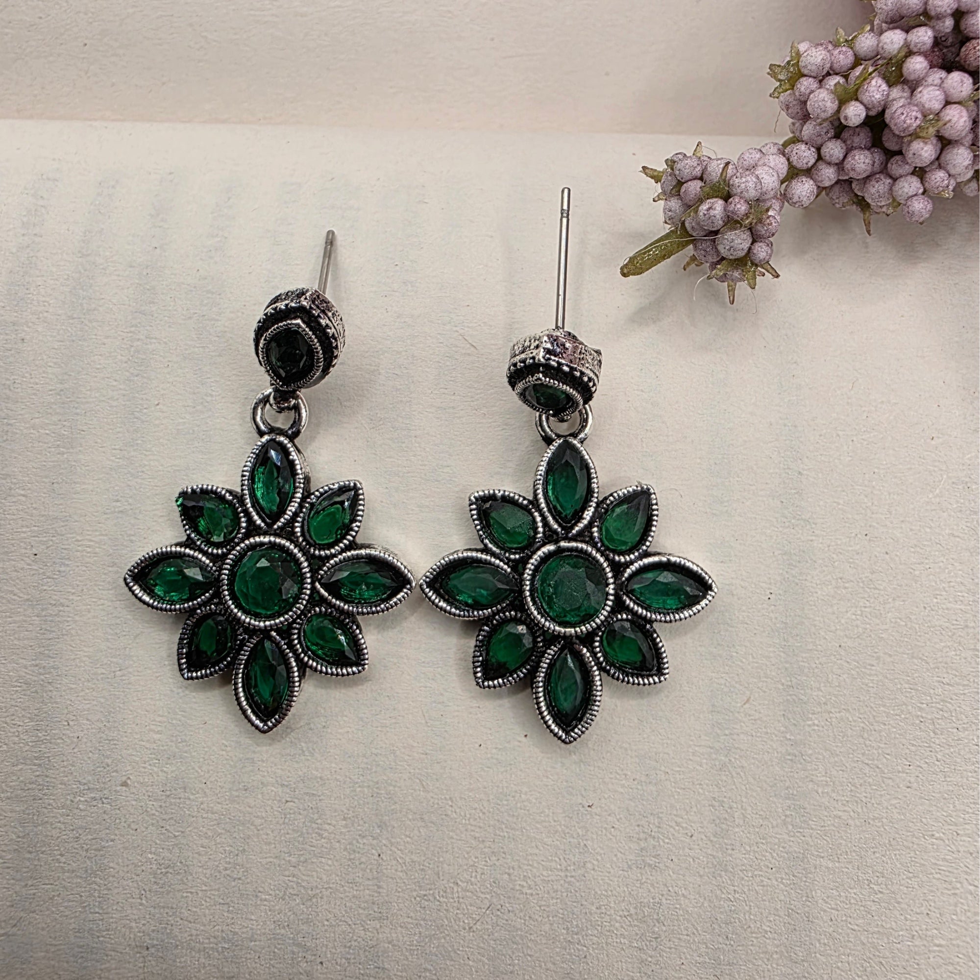 FLORAL OXIDISED EARRINGS 7