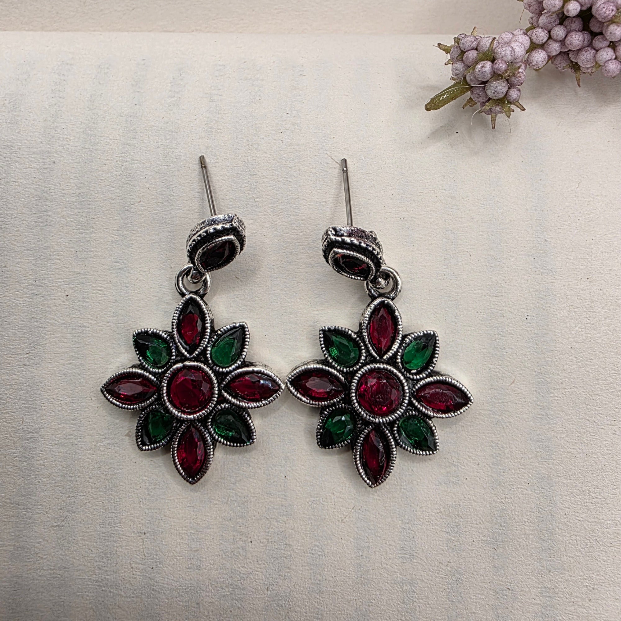 FLORAL OXIDISED EARRINGS 8
