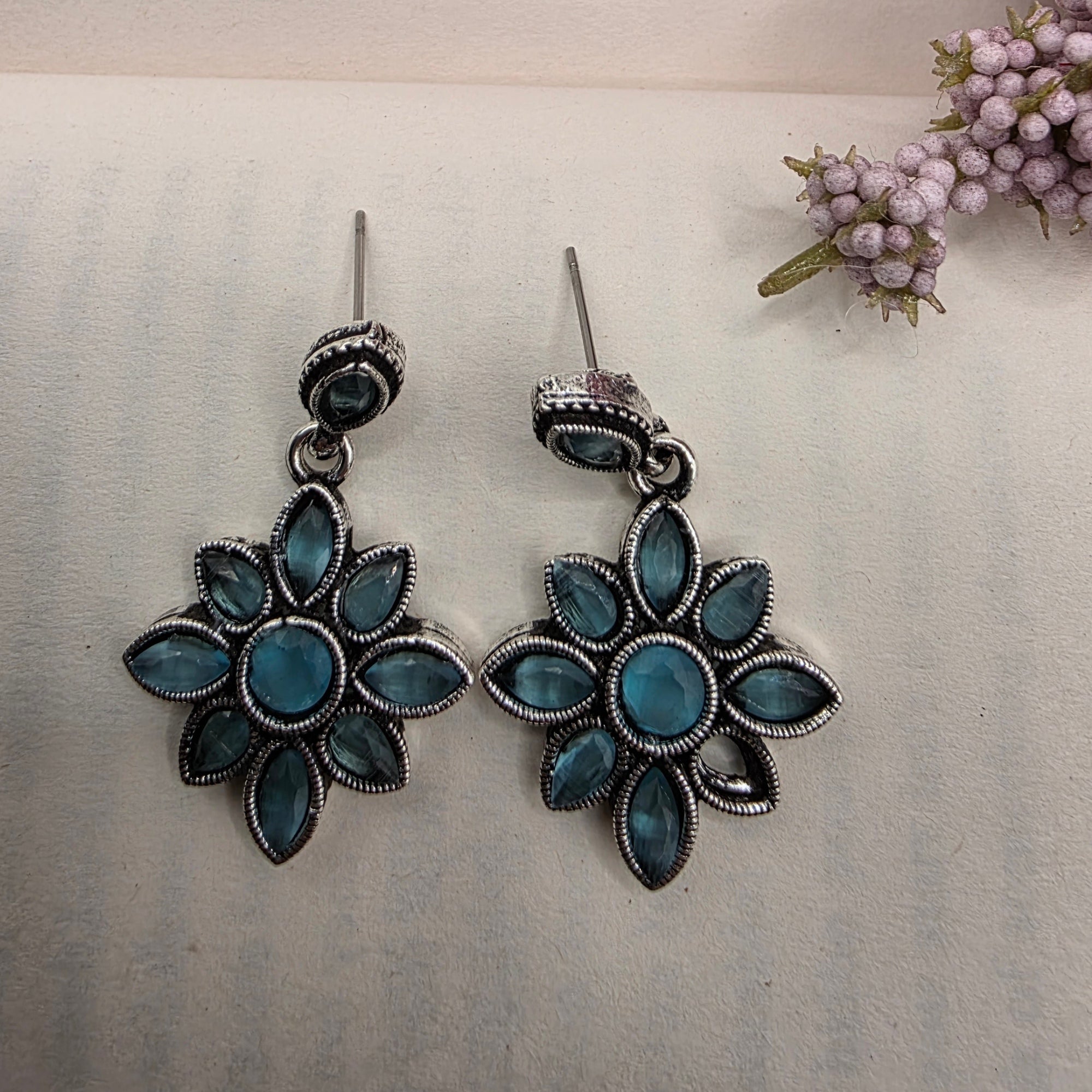 FLORAL OXIDISED EARRINGS 9