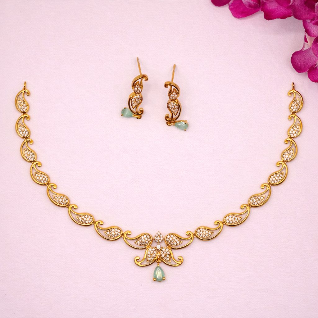 Paisley Mint CZ Necklace Set