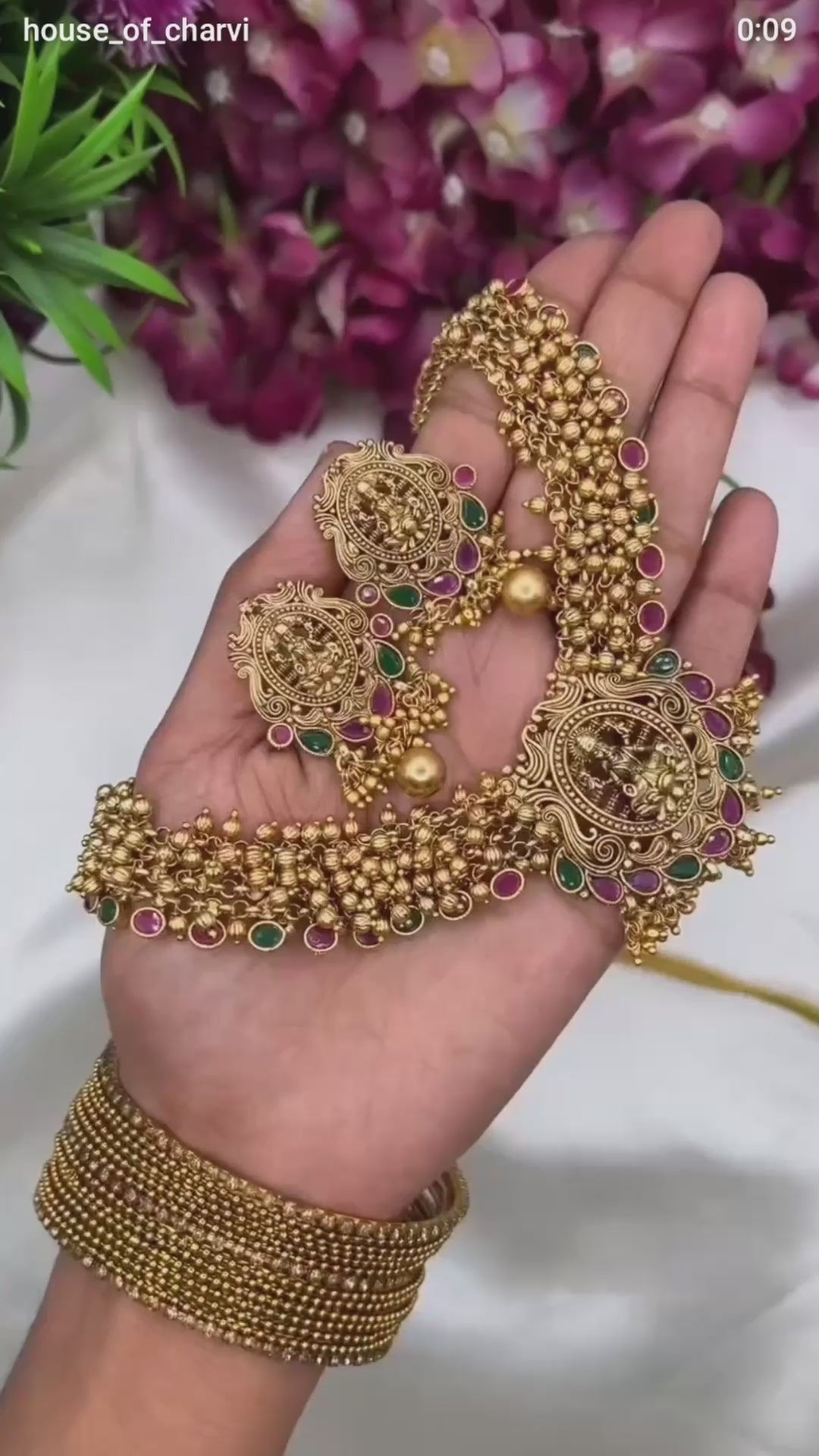 Lakshmi Antique Beaded Temple Choker Set