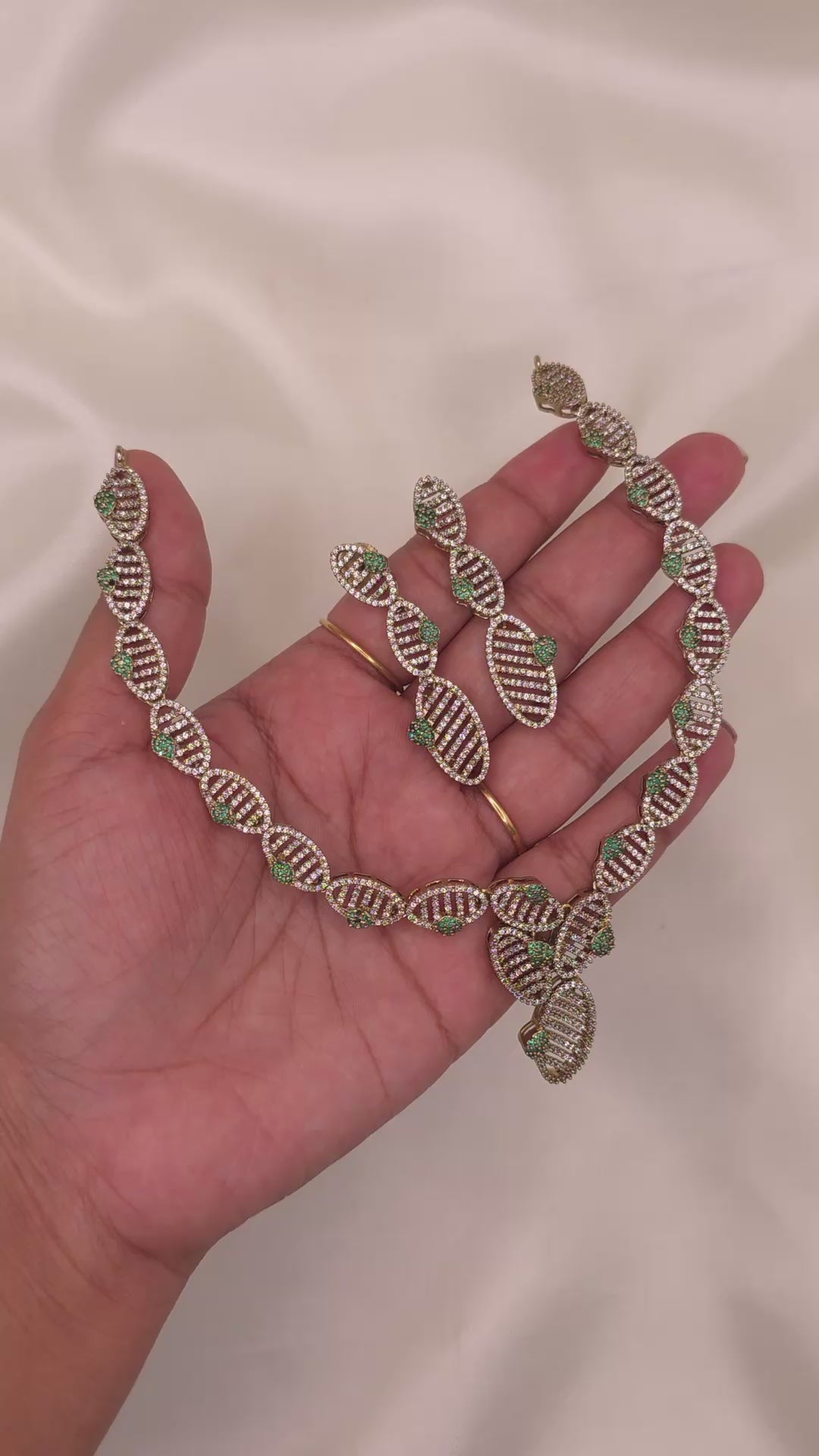 Elegant CZ Leaf Party Wear Necklace
