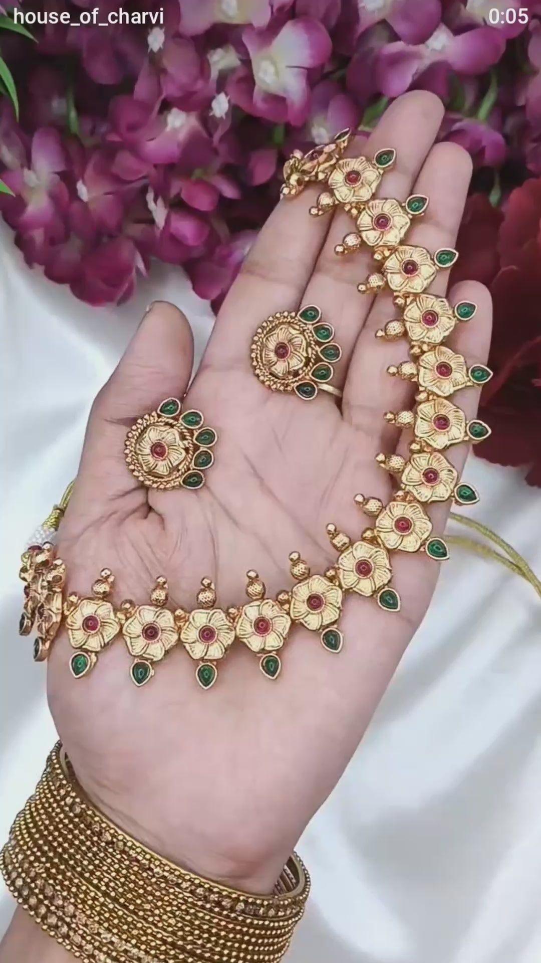 Ruby Emerald Floral Antique Choker