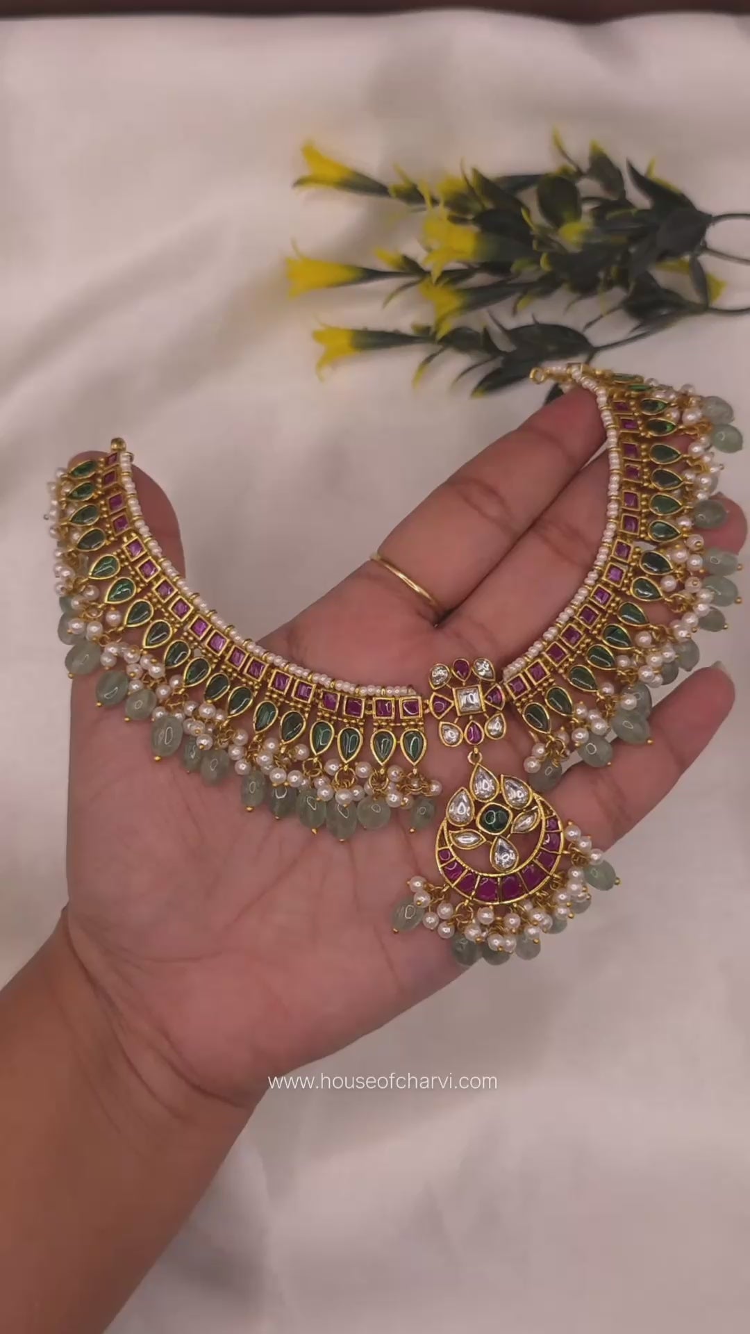 Green Kundan Choker Set