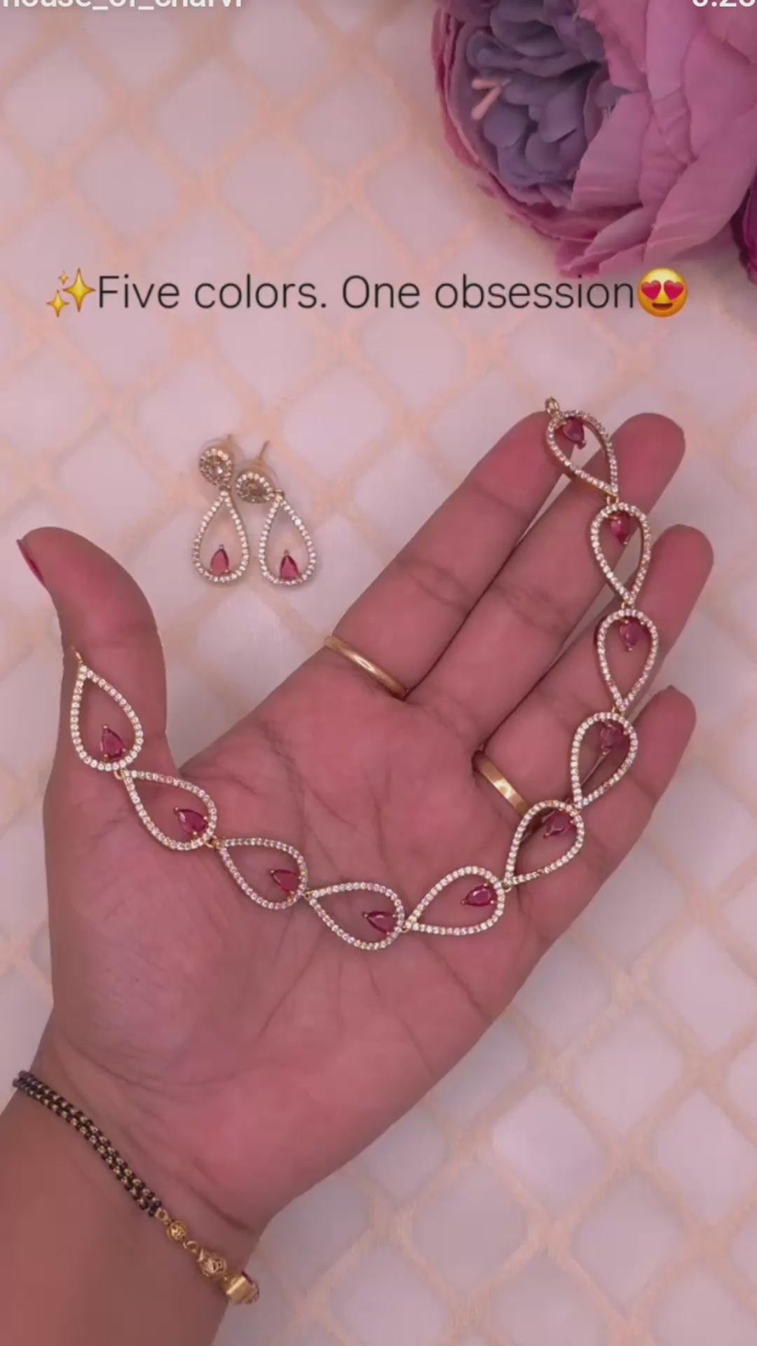 Ruby Teardrop Necklace Set
