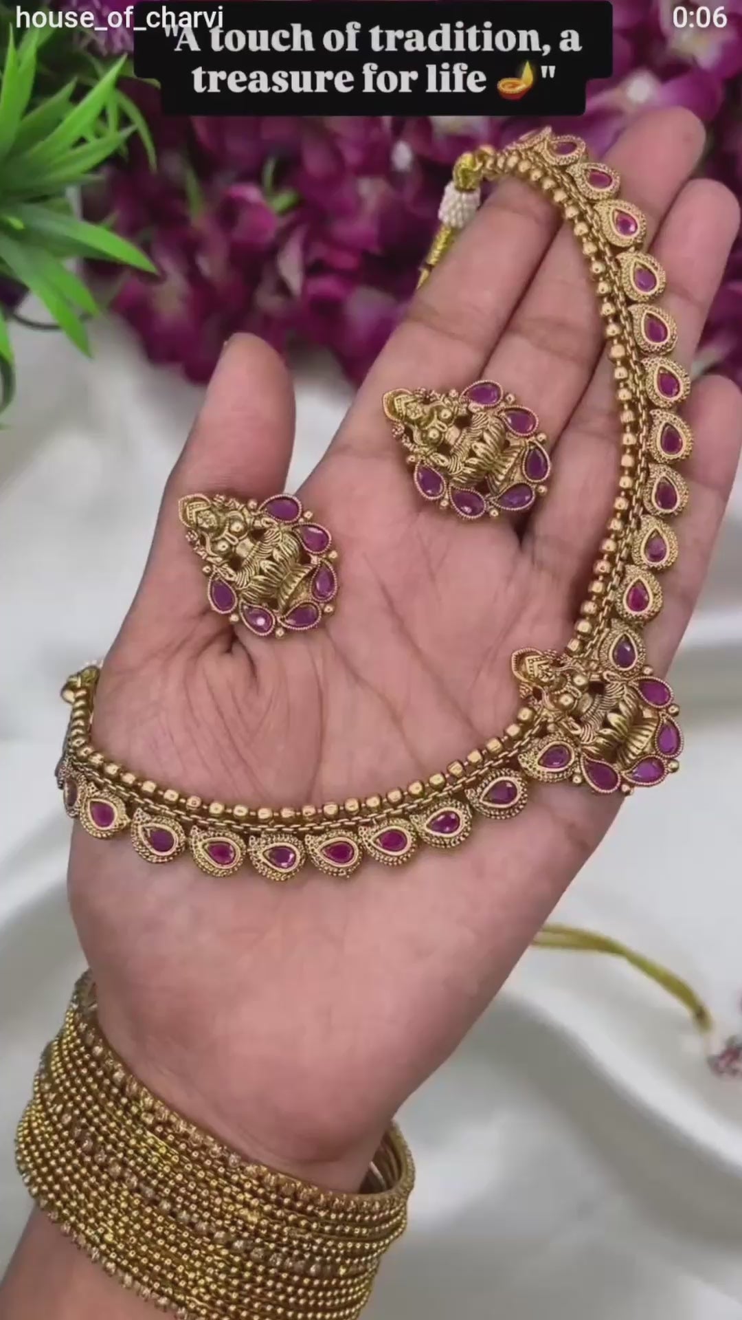 Lakshmi Ruby Temple Necklace Set