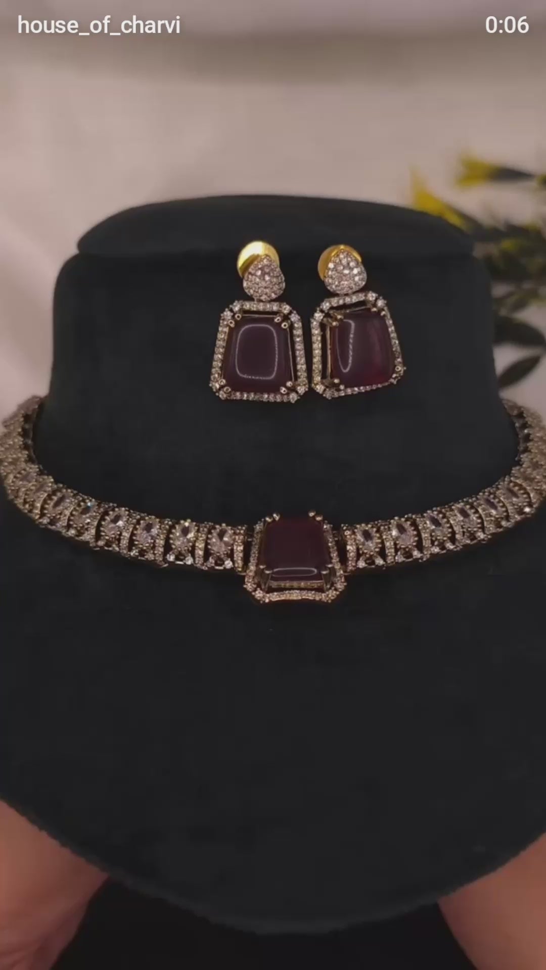 Ruby Red CZ Choker Necklace Set