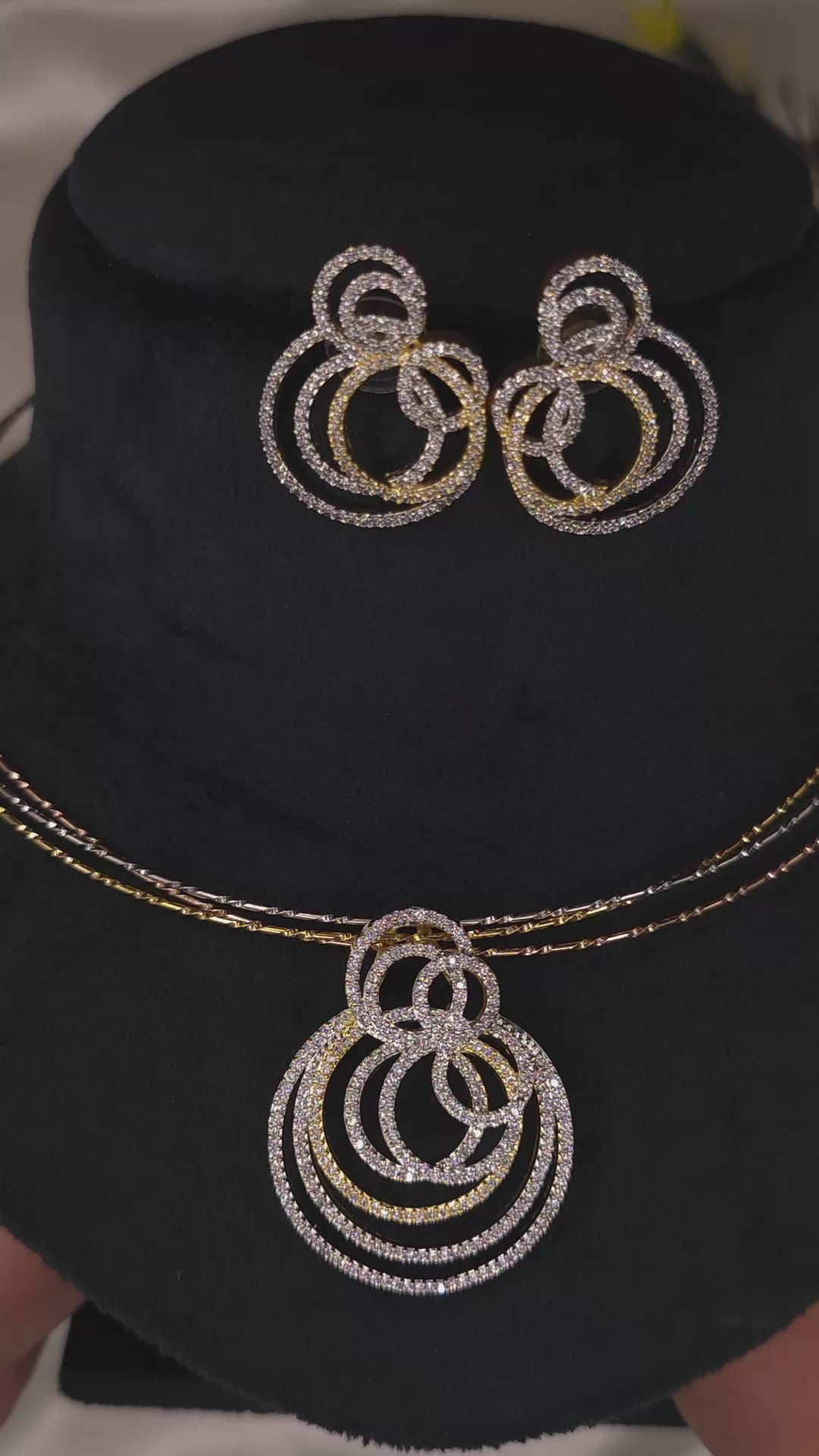 Dual Tone CZ Pendant Set