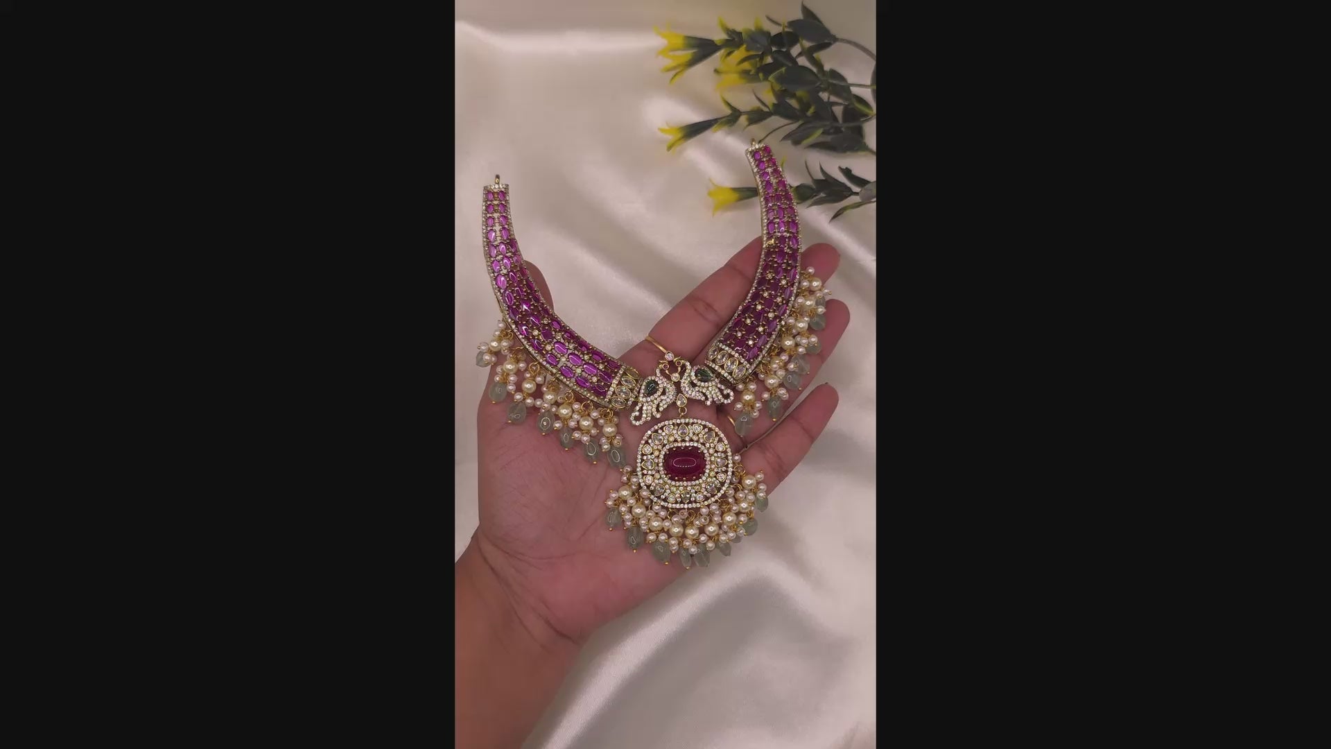 Peacock Ruby Kundan Choker Necklace Set