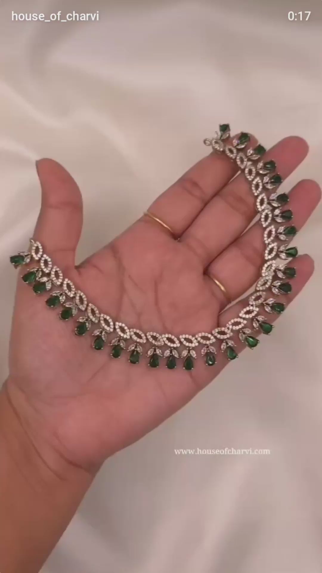 Emerald Leaf CZ Necklace Set