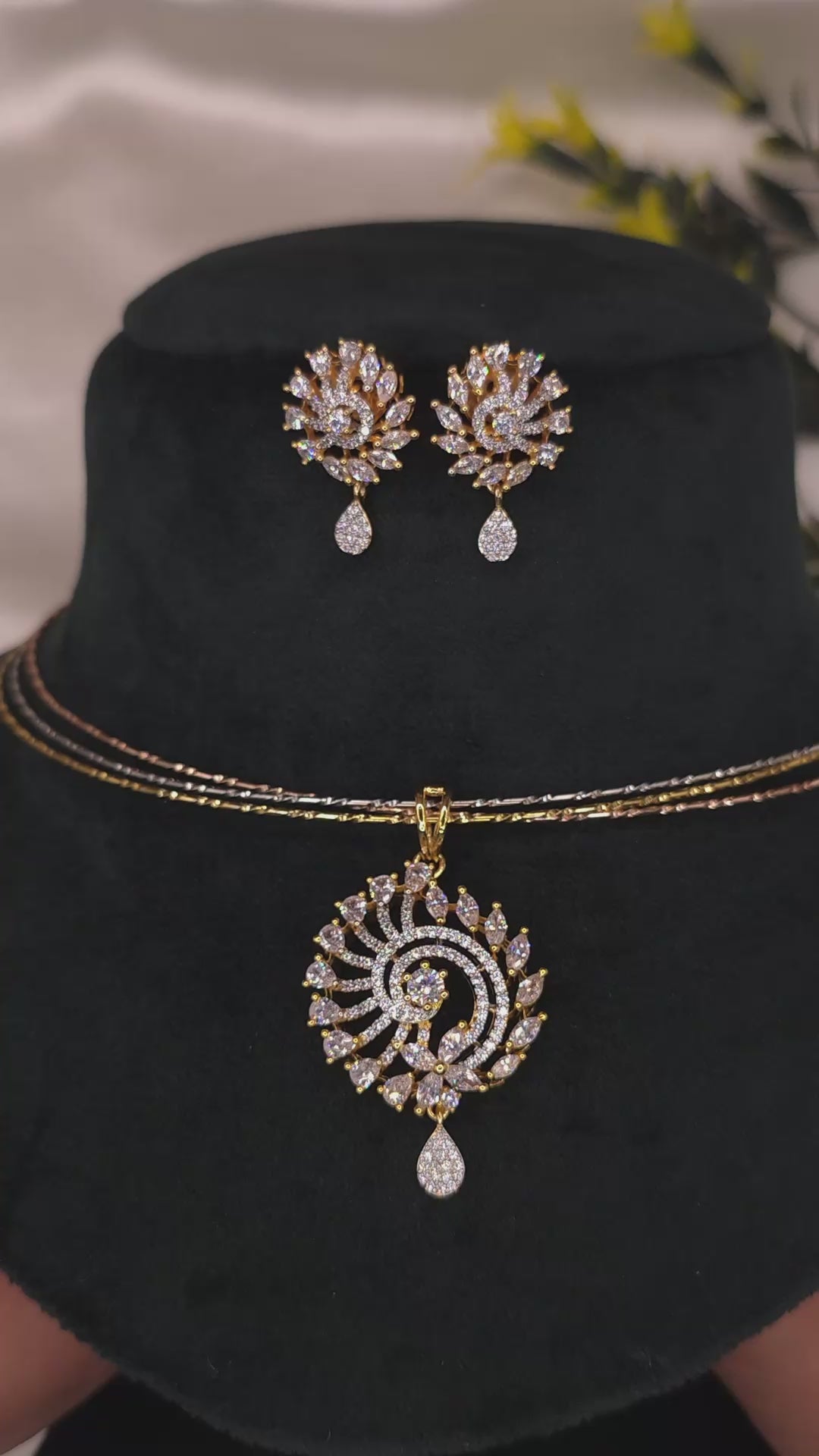 Peacock CZ Pendant Set
