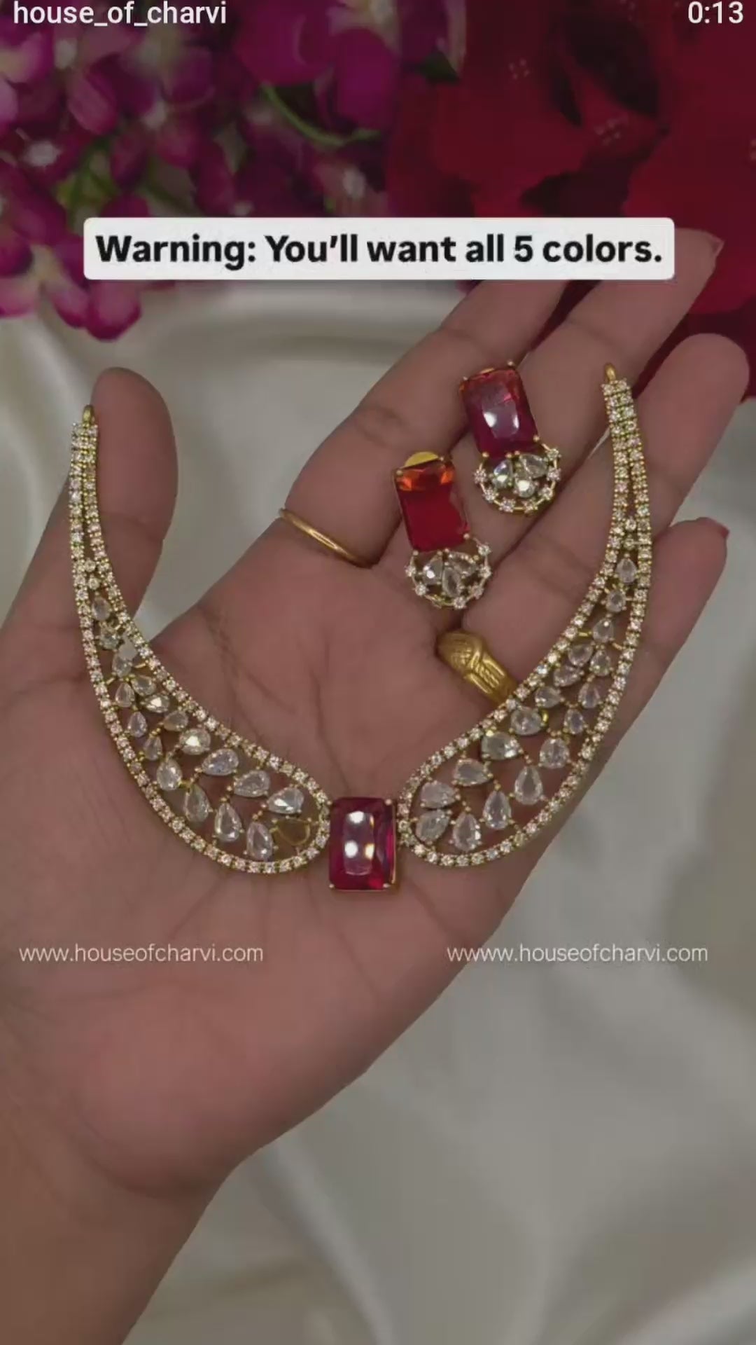 Ruby Red CZ Premium Bridal Hasli Neckpiece