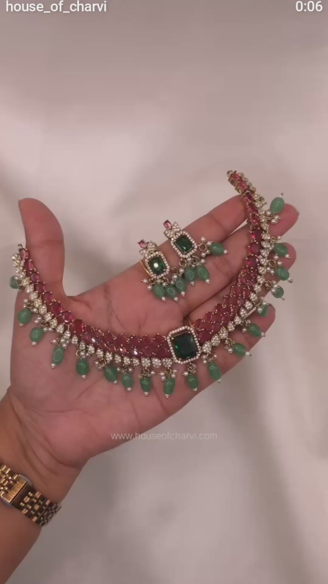 Ruby Green Designer Necklace Set