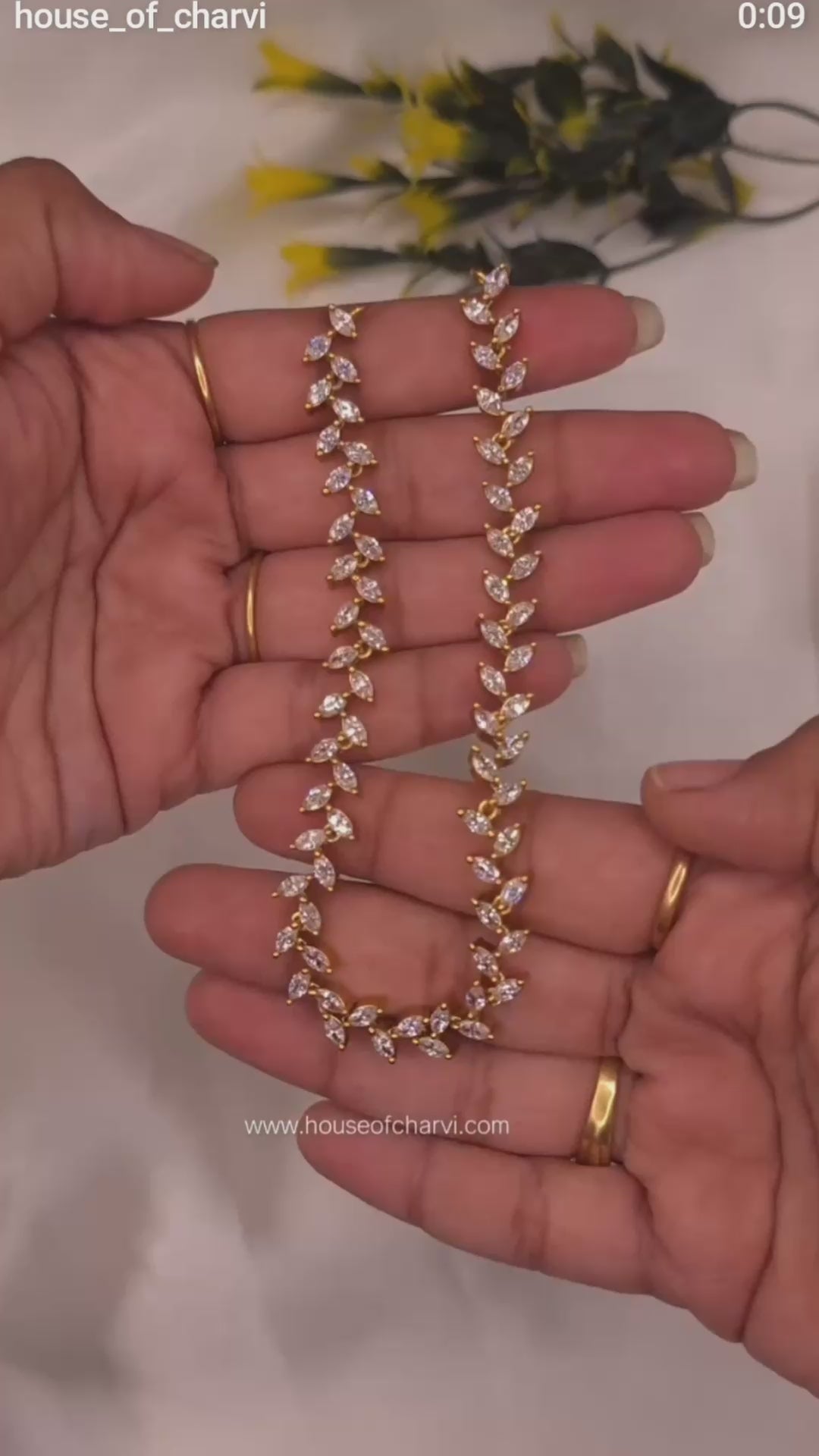 CZ Leaf Vine Necklace Set