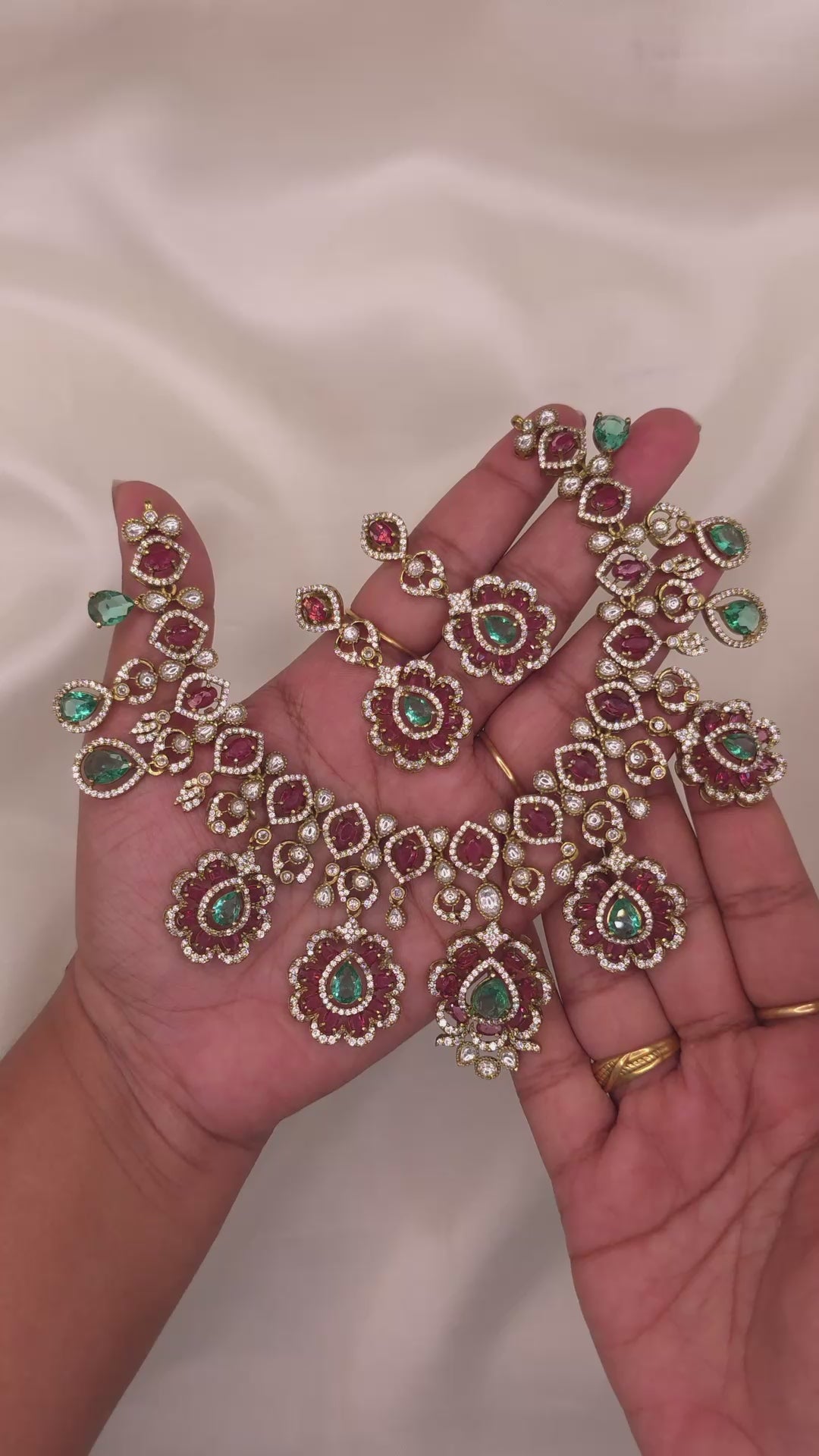 Victorian Floral CZ Necklace Set