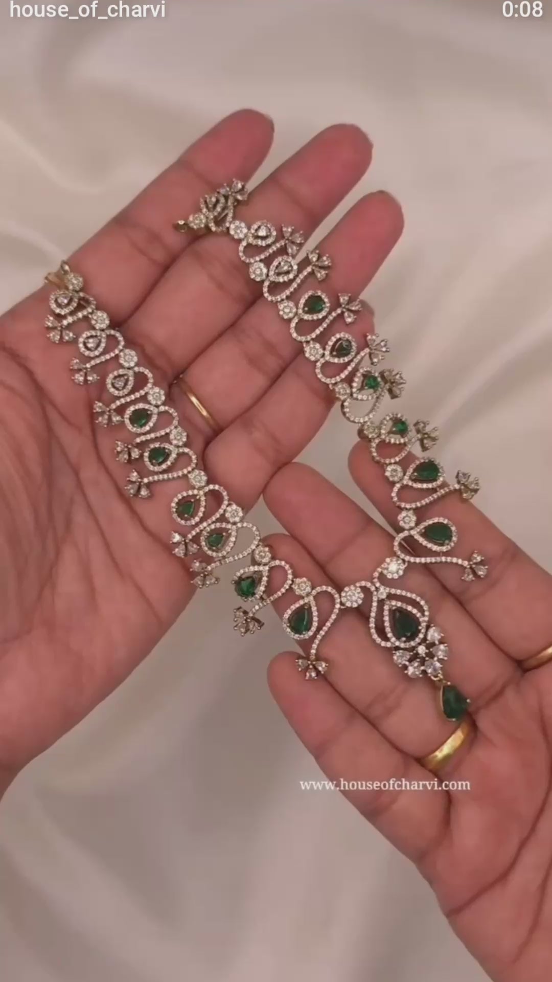 Emerald Leaf CZ Necklace Set