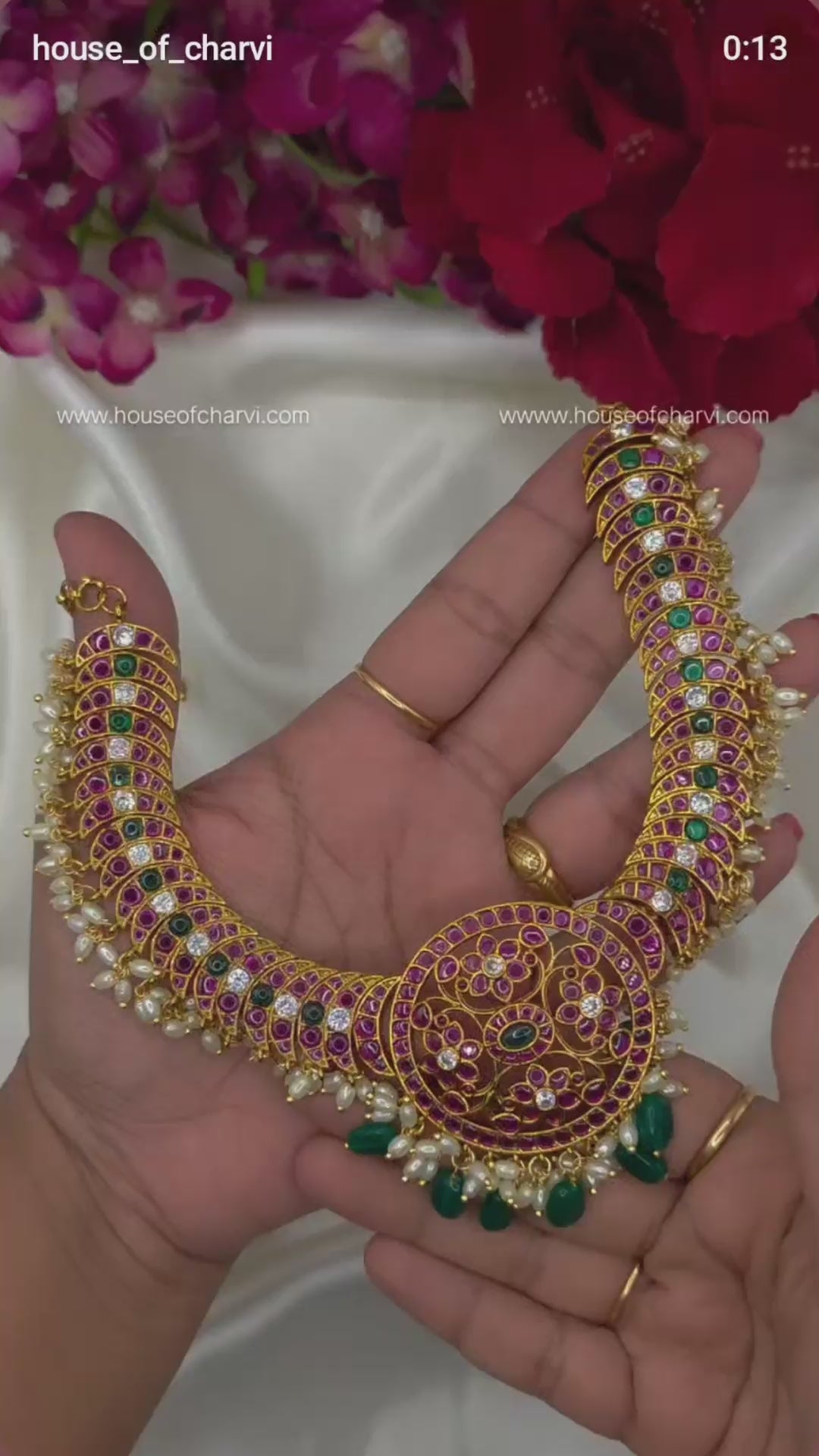 Ruby Kempu Rice Pearl Drop Choker Set