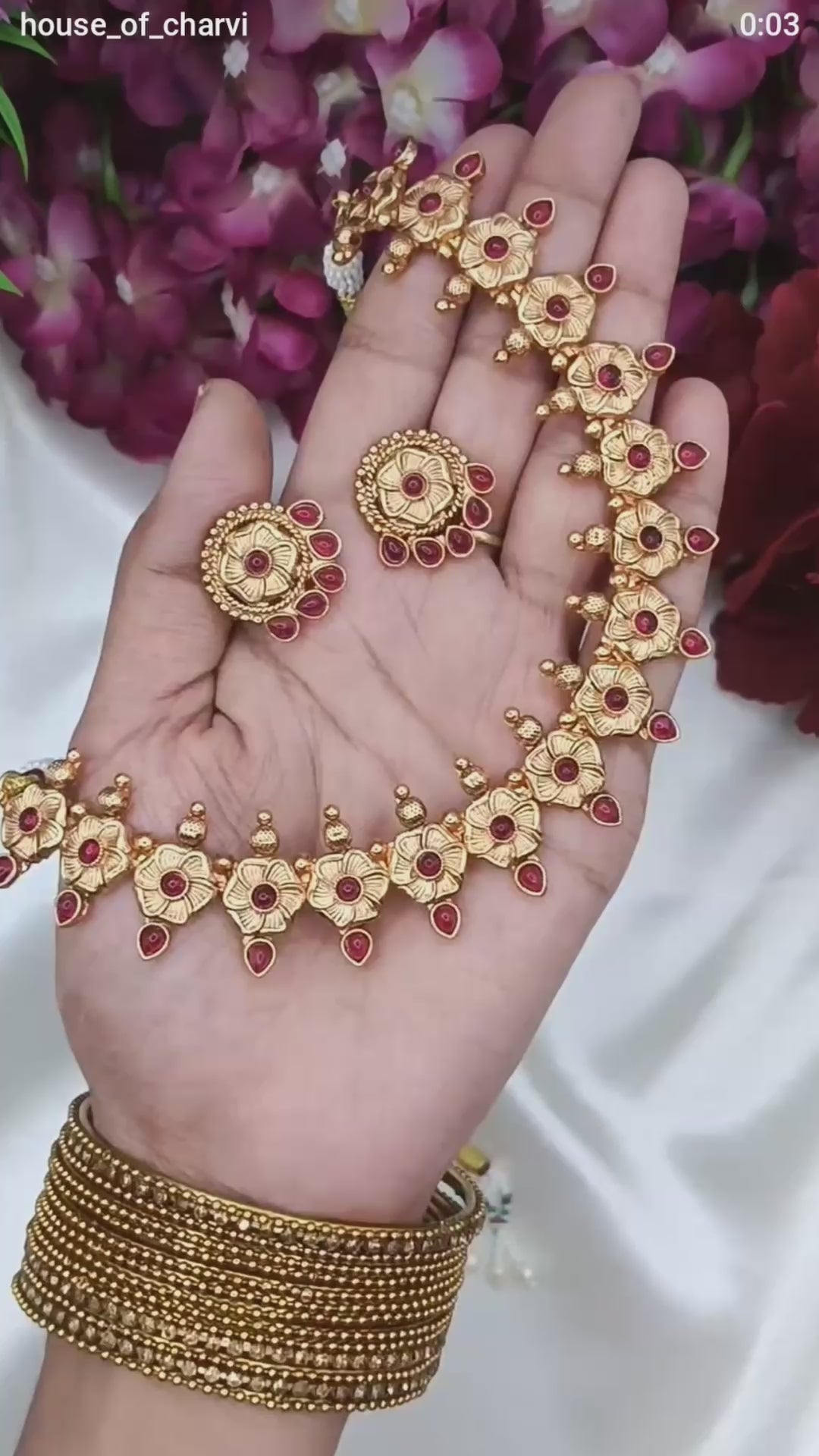 Ruby Floral Antique Choker Set