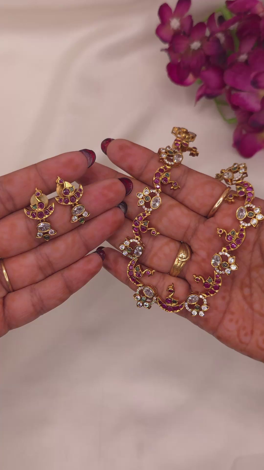 Peacock Floral Necklace Set