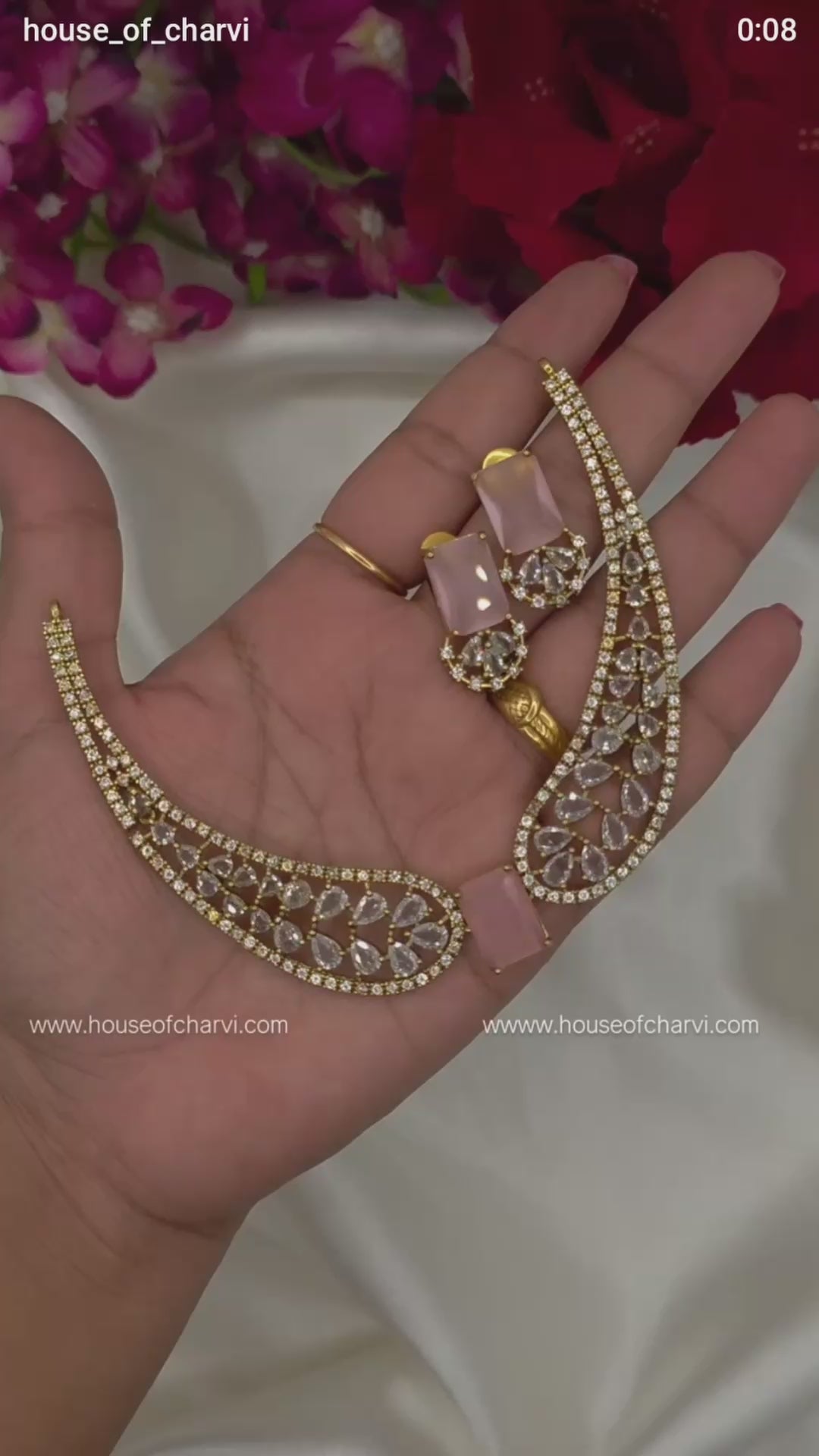 Pastel Pink CZ Premium Bridal Hasli Neckpiece