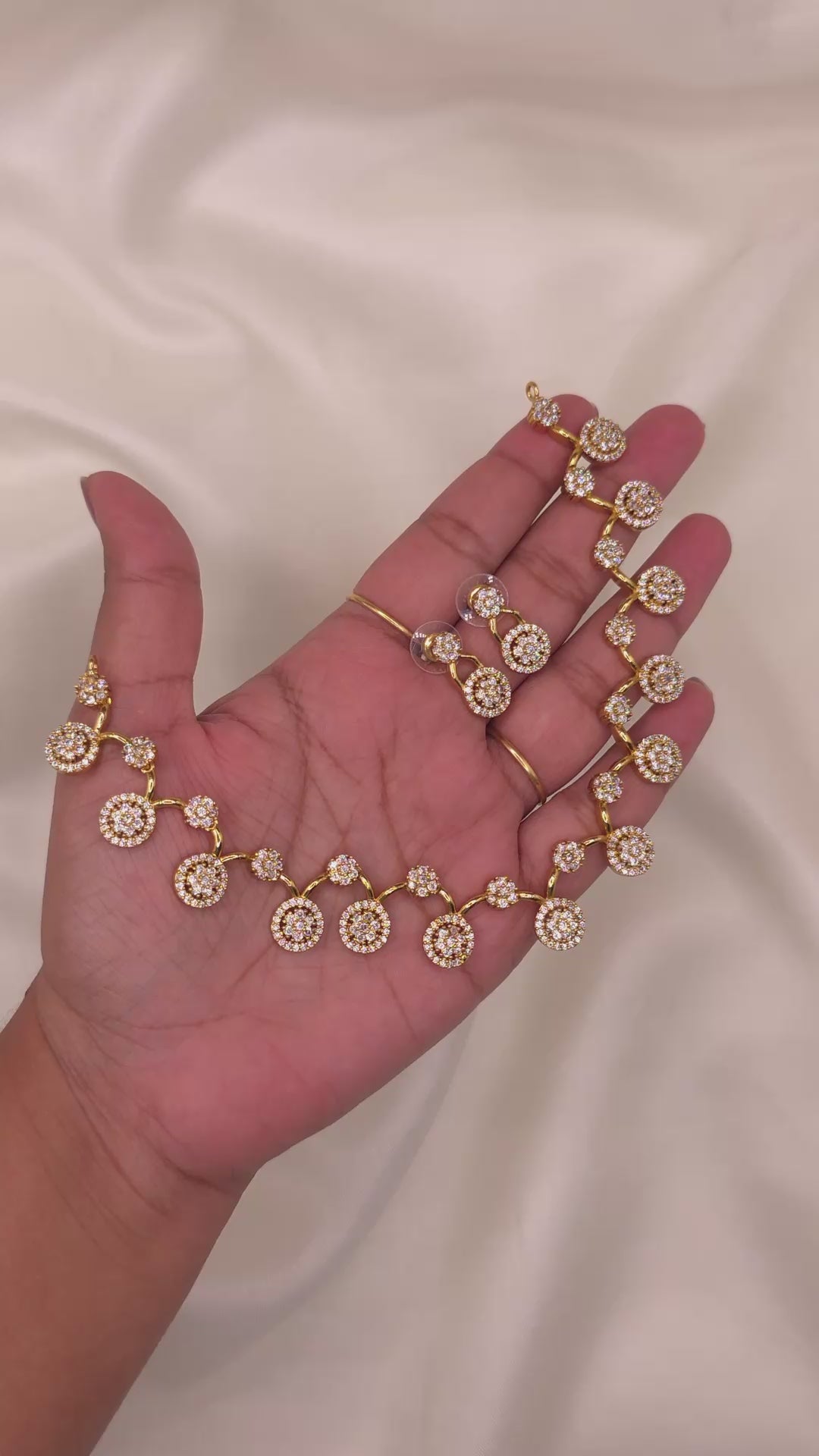 CZ Floral Disc Necklace Set