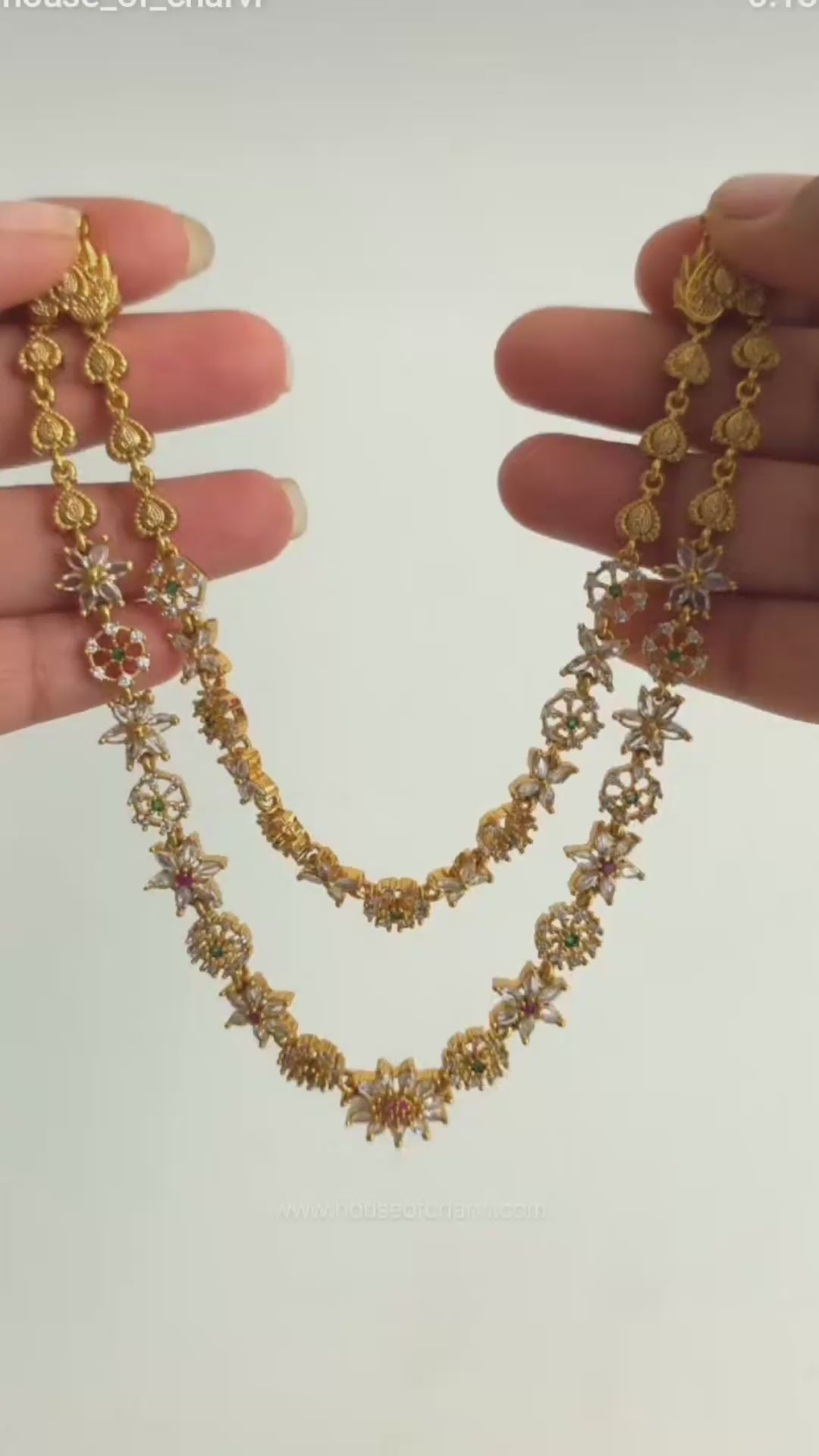 Floral Dual-Layer CZ Necklace Set