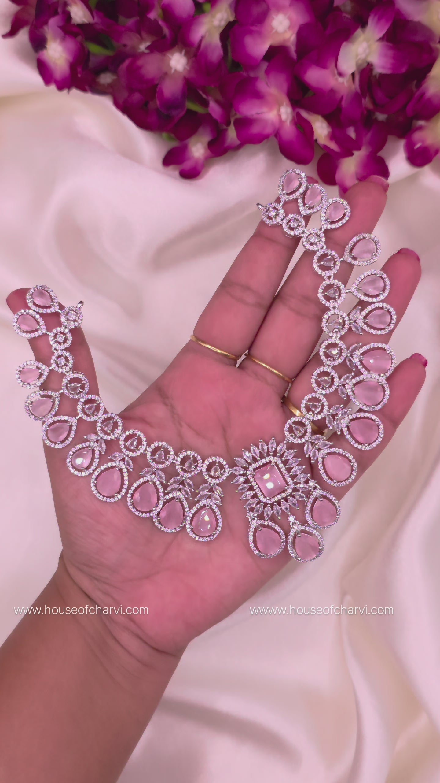 Elegant Pink Pastel Grand CZ Bridal set / Party wear