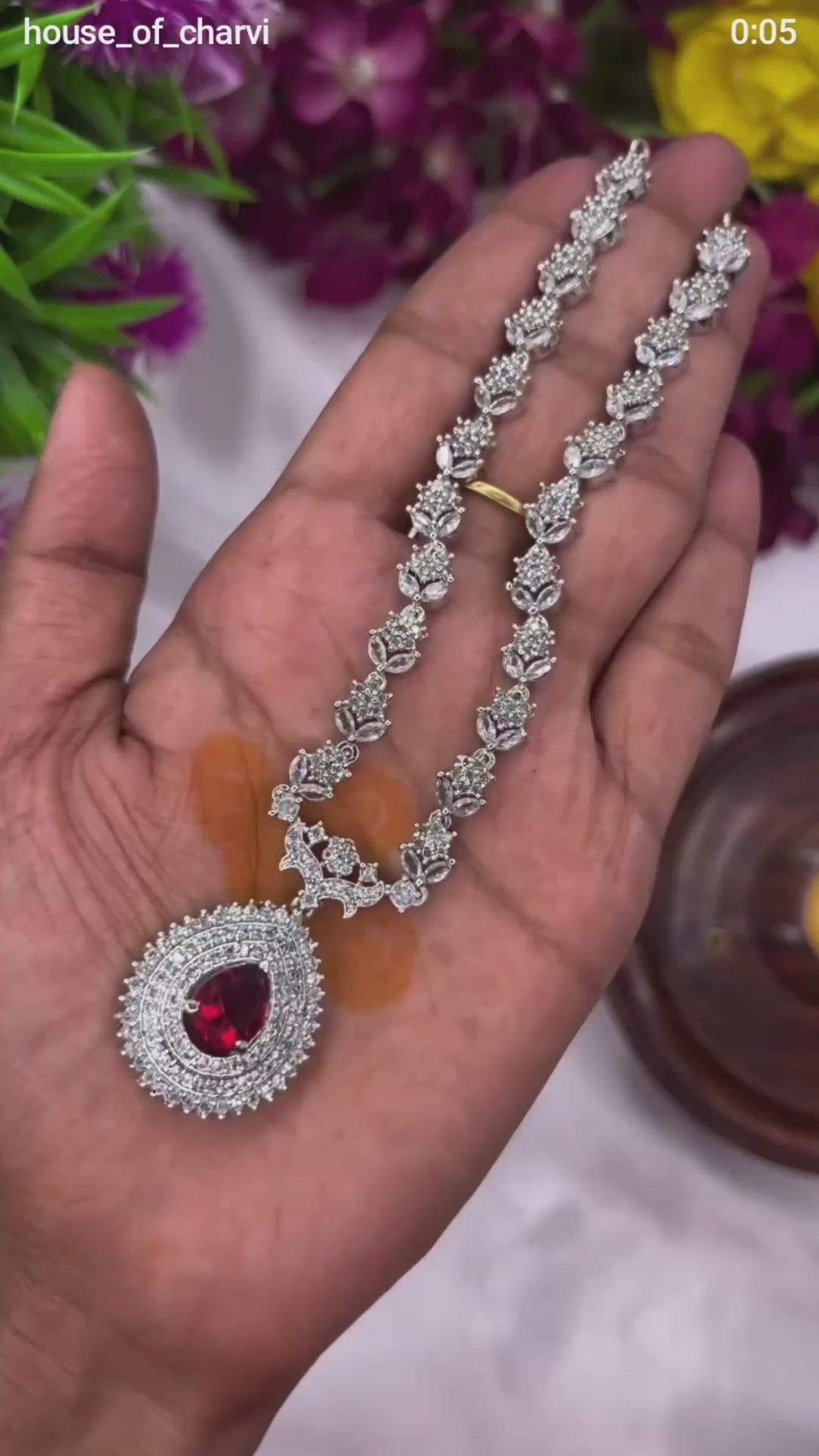 Ruby Silver Cascade AD Neckset