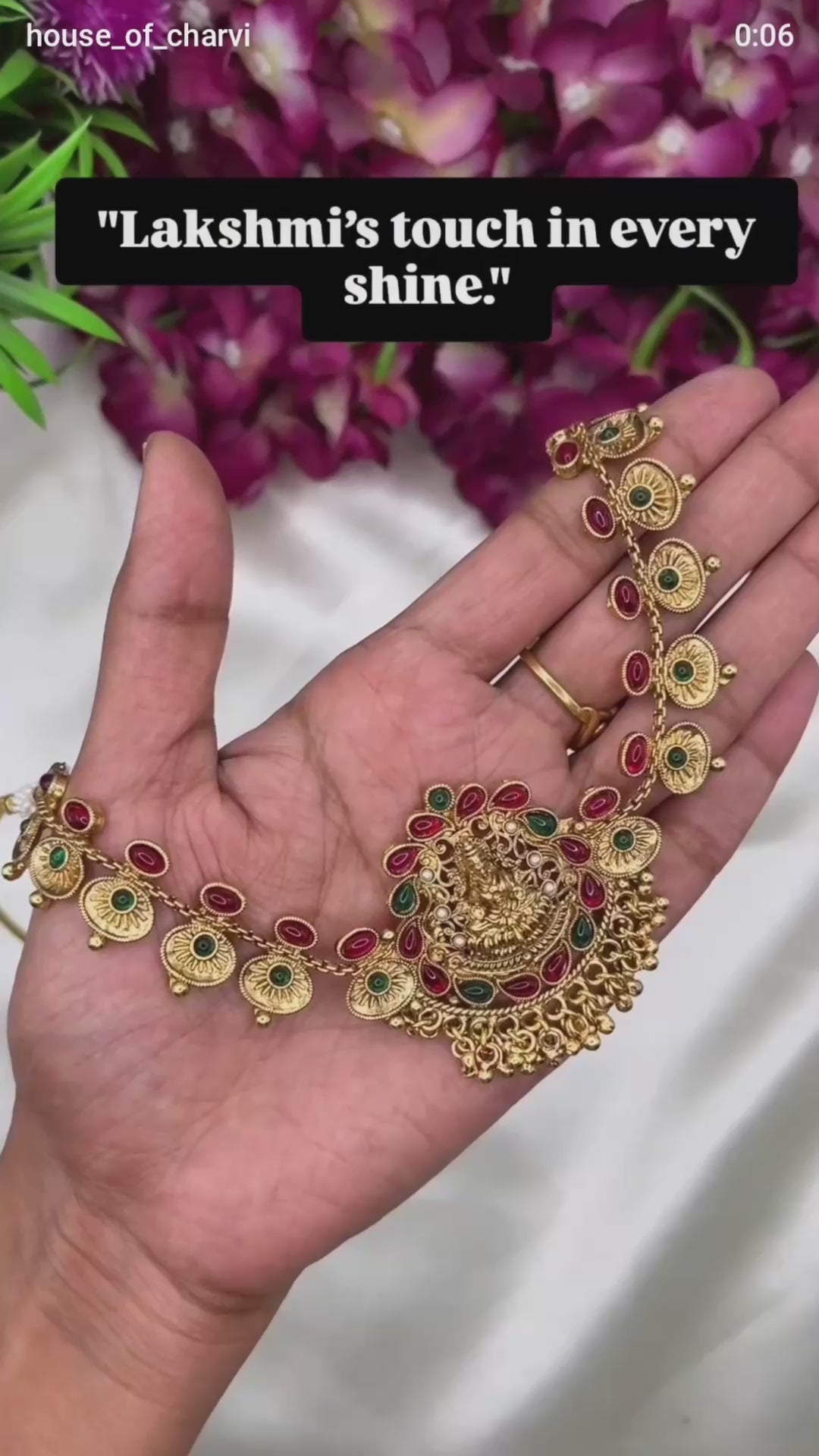 Lakshmi Ruby Emerald Antique Necklace Set