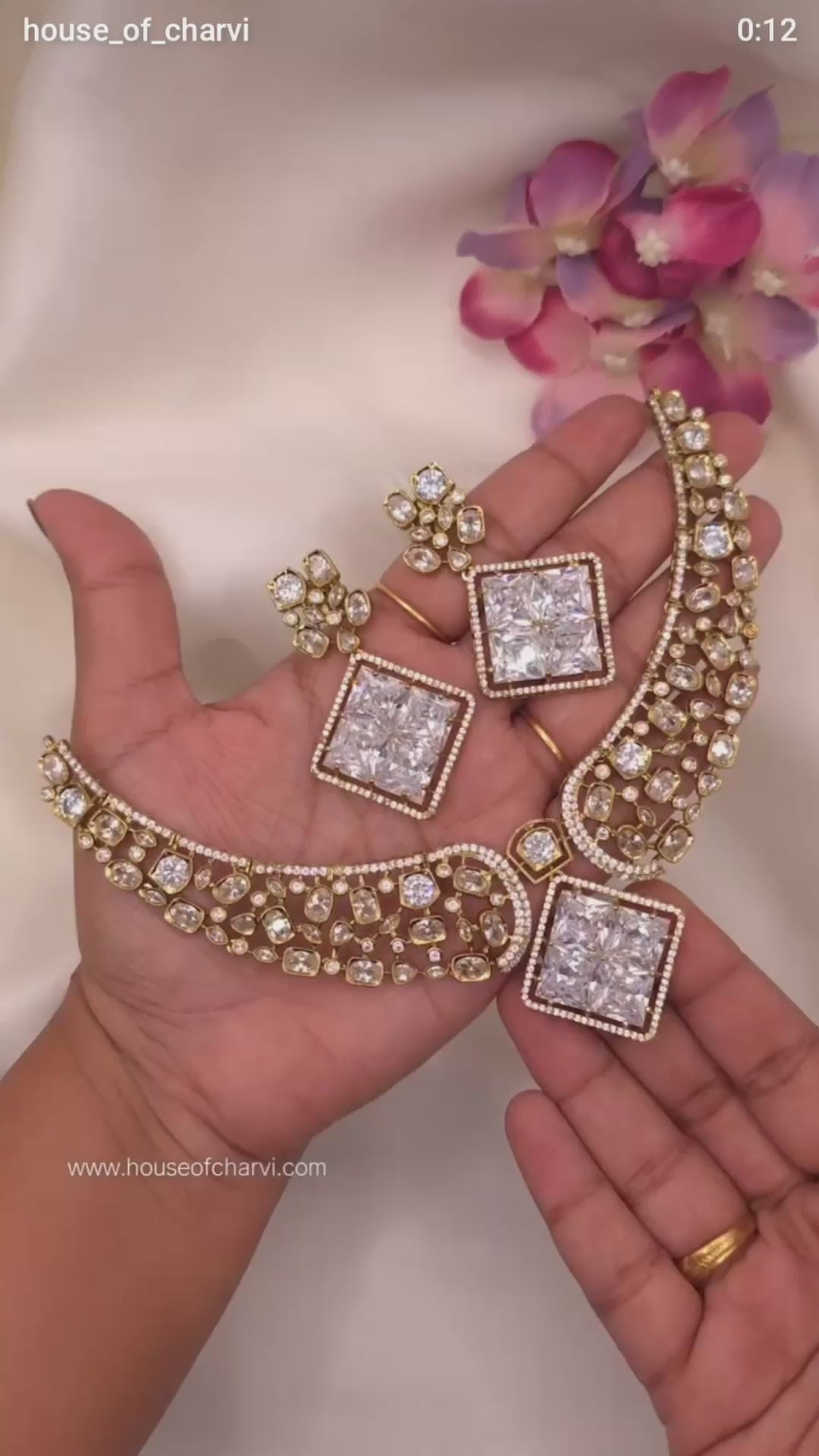 Geometric Diamond CZ Necklace Set