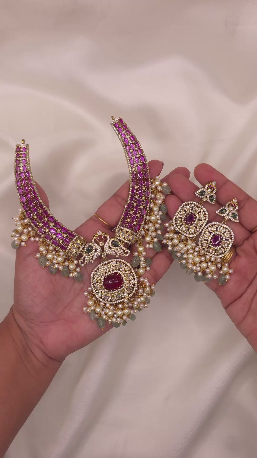 Peacock Ruby Kundan Choker Necklace Set