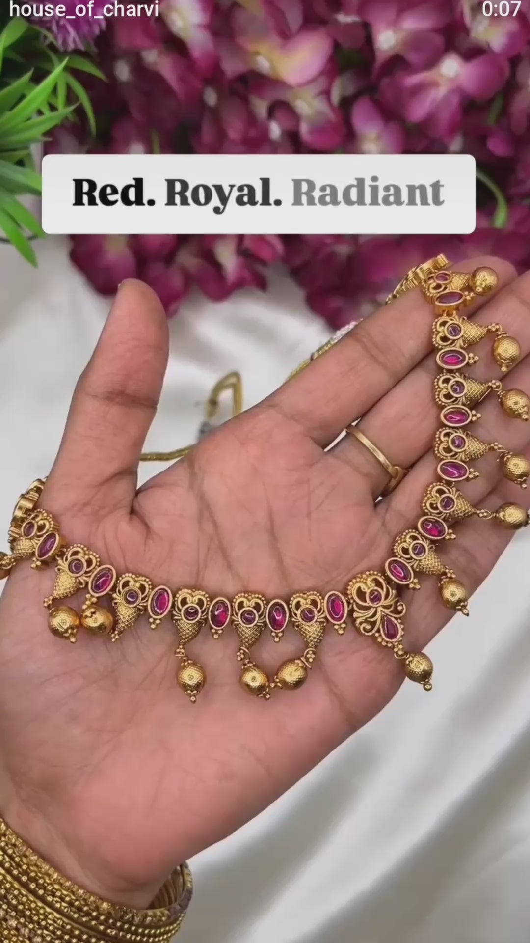 Ruby Peacock Gold Necklace Set
