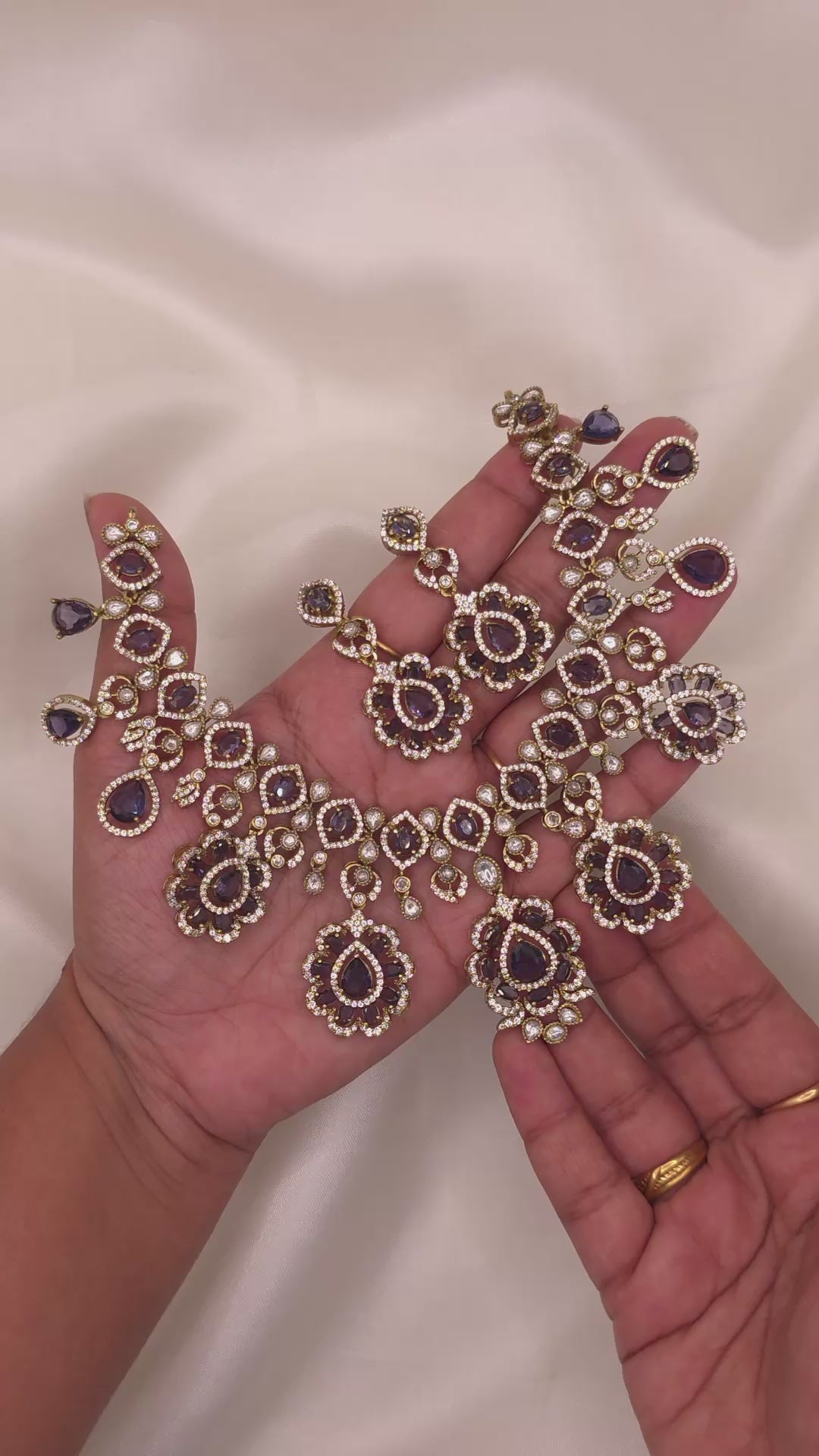 Victorian Amethyst CZ Bridal Necklace Set