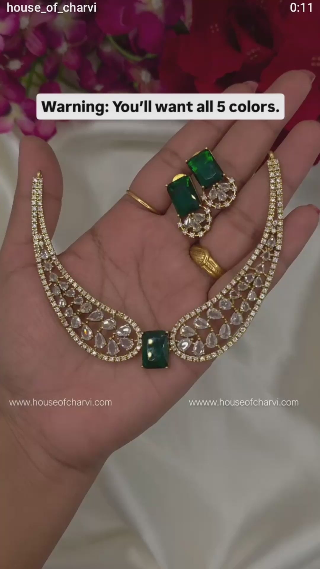 Emerald CZ Premium Bridal Hasli Neckpiece