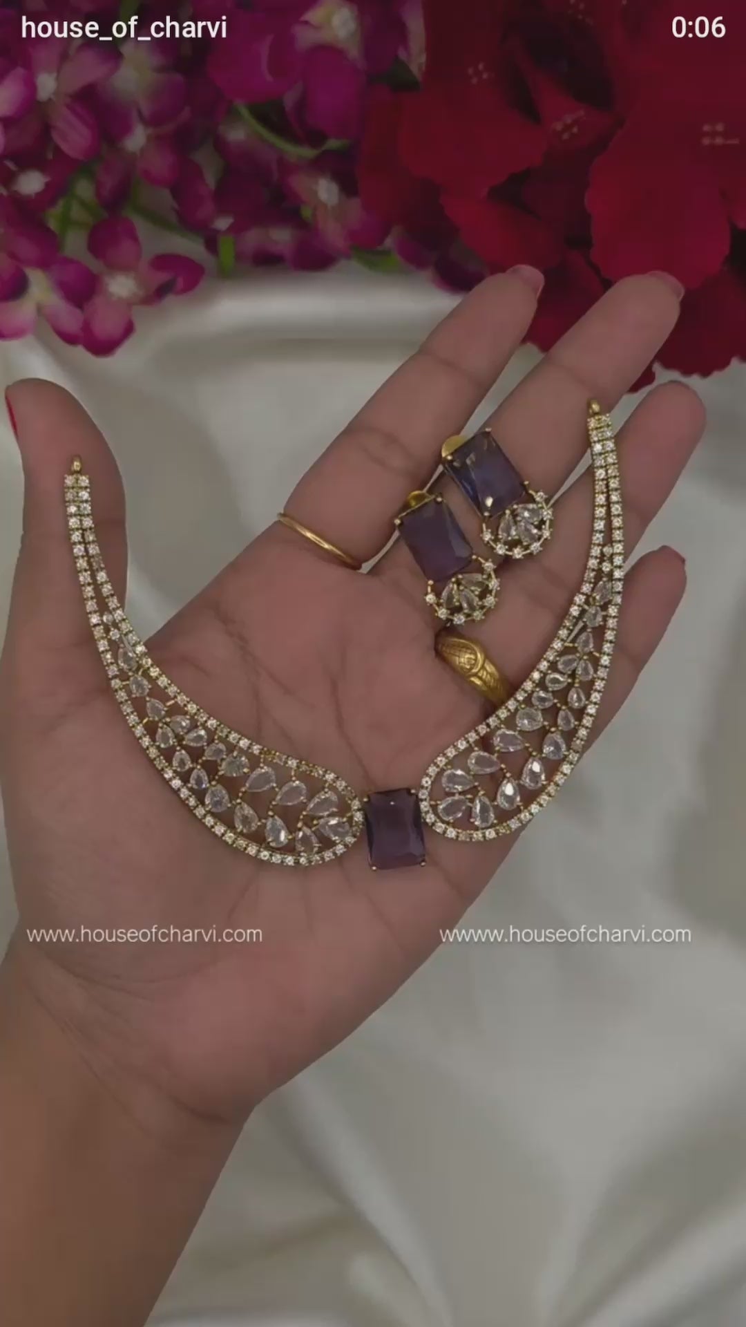 Amethyst CZ Premium Bridal Hasli Neckpiece